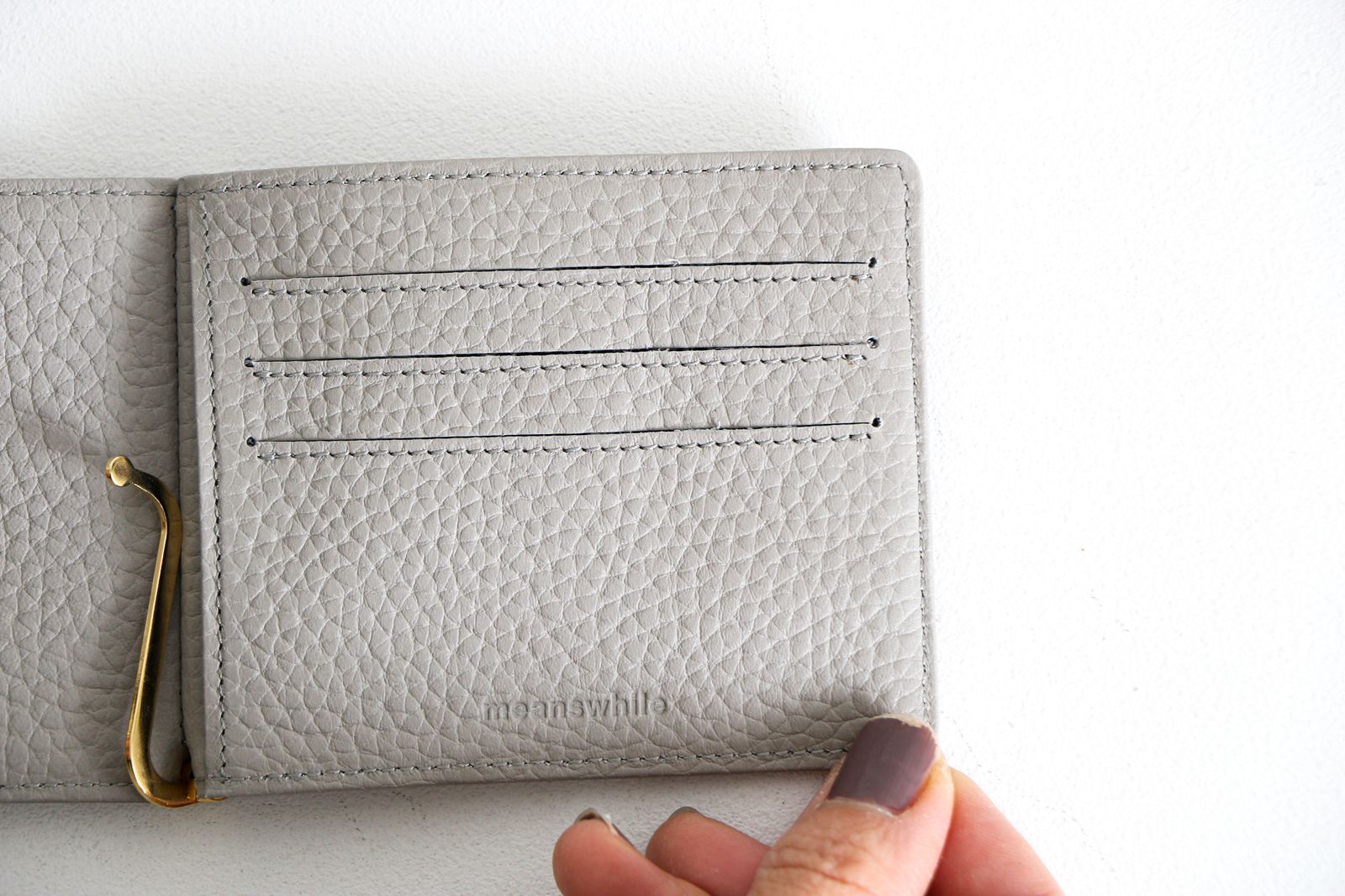 meanswhile - LEATHER MONEY CLIP (LIGHT GREY) / マネークリップ 