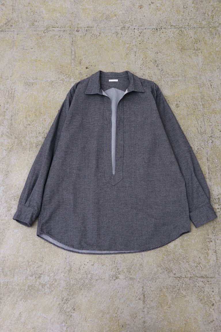 ULTERIOR - COTTON CASHMERE FLANNEL P/O SHIRT Charcoal | koko