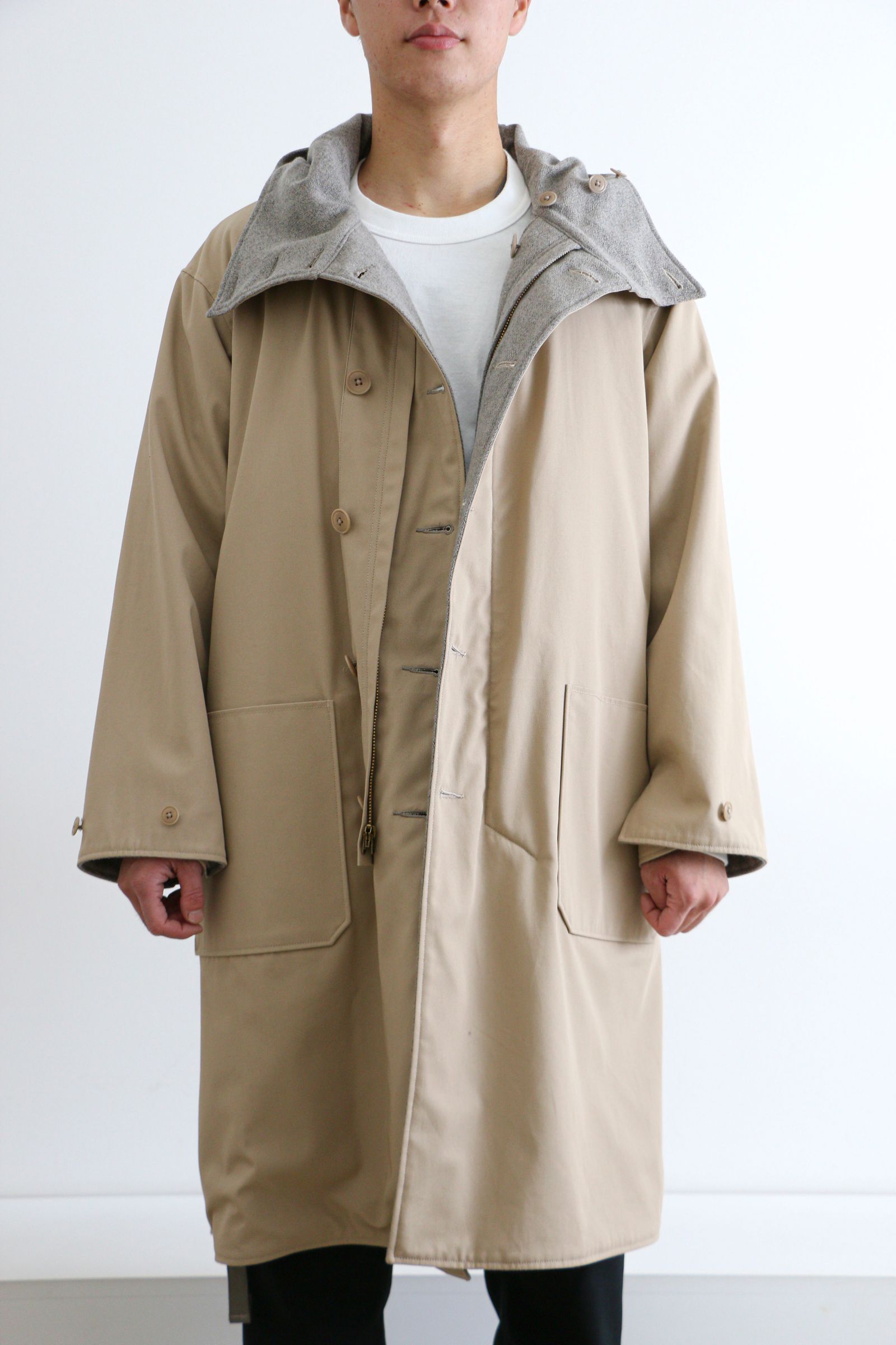 シルバー/レッド ULTERIOR BLOOM\u0026BRANCH HOODED COAT