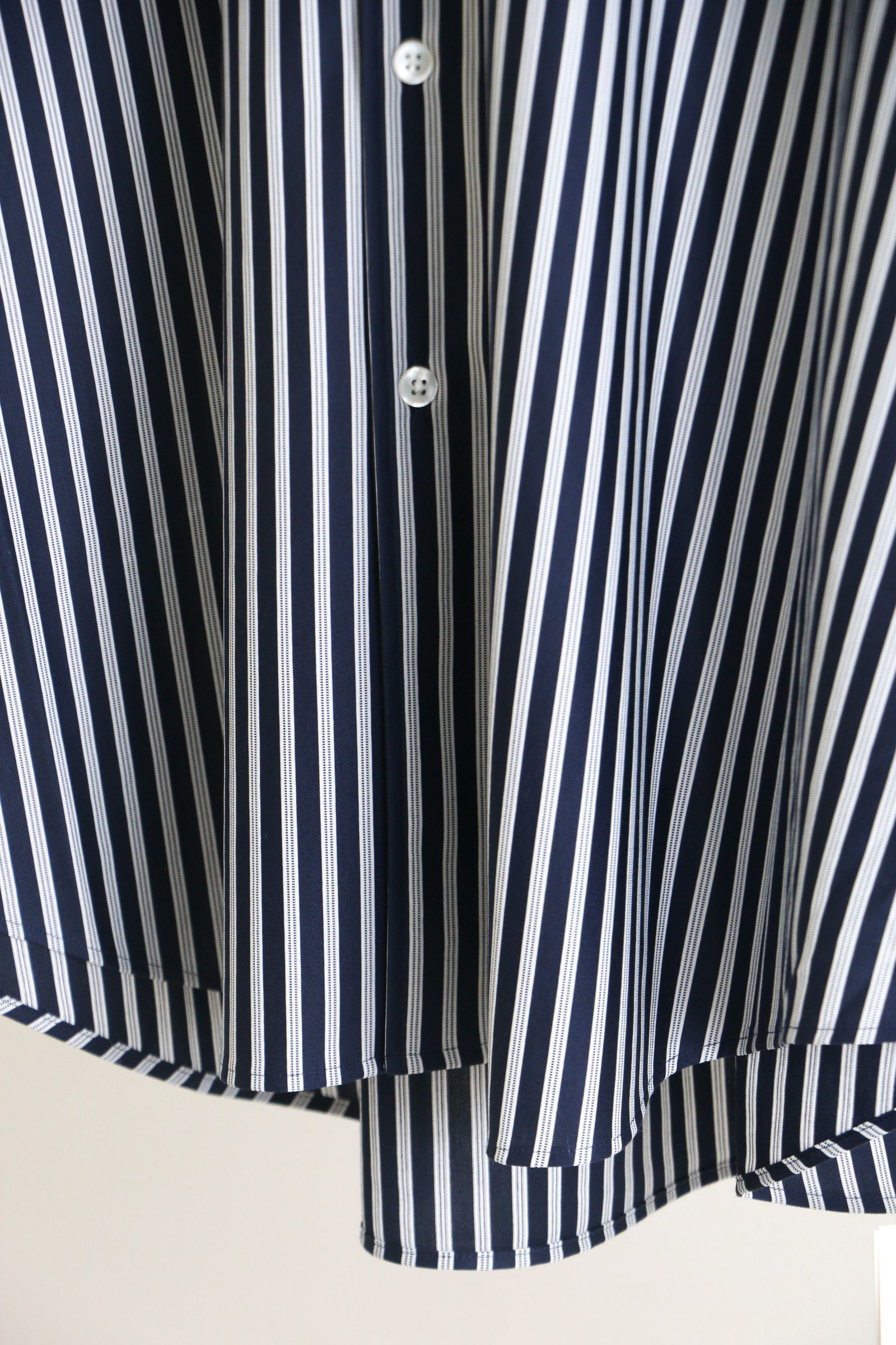 KANEMASA PHIL. - 46G Atmosphere Stripe Open Collar Shirt NAVY 