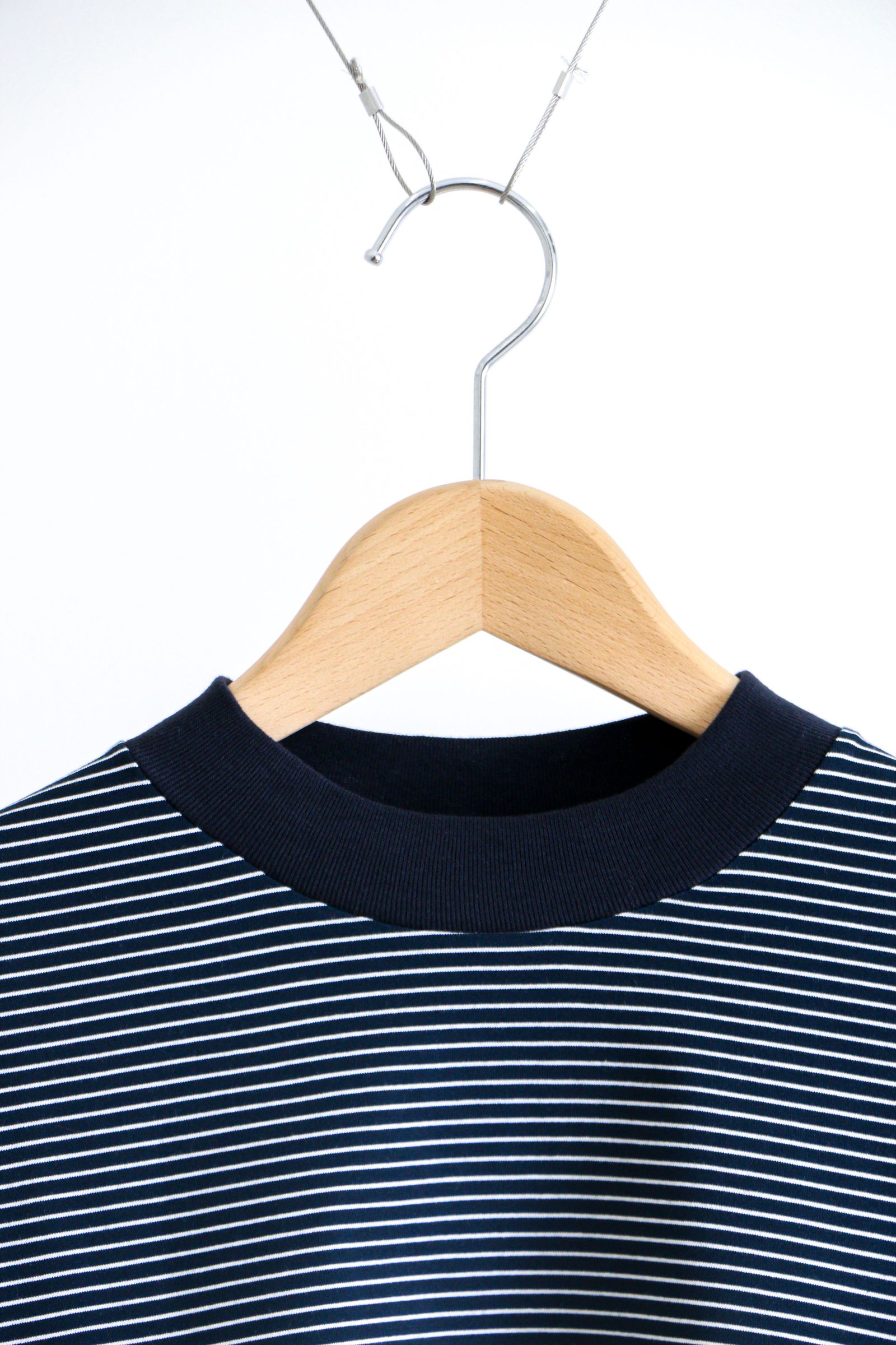 is-ness - BALLOON LONG T SHIRT NAVY x WHITE / ロングスリーブ