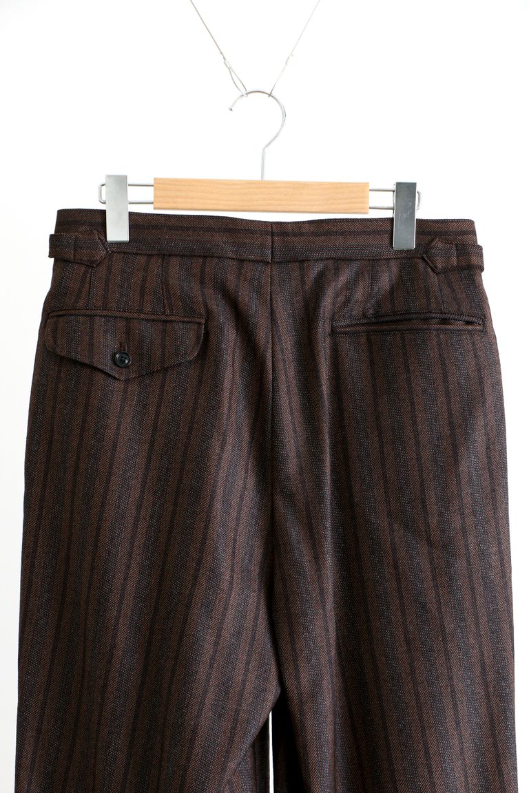 ULTERIOR - STRIPE FLANNEL WIDE TROUSER Brown Stripe | koko