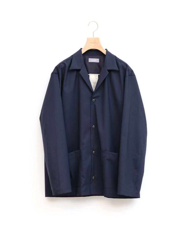 ENCENS - ENCENS OPEN COLLAR L/S SHIRT NAVY | koko