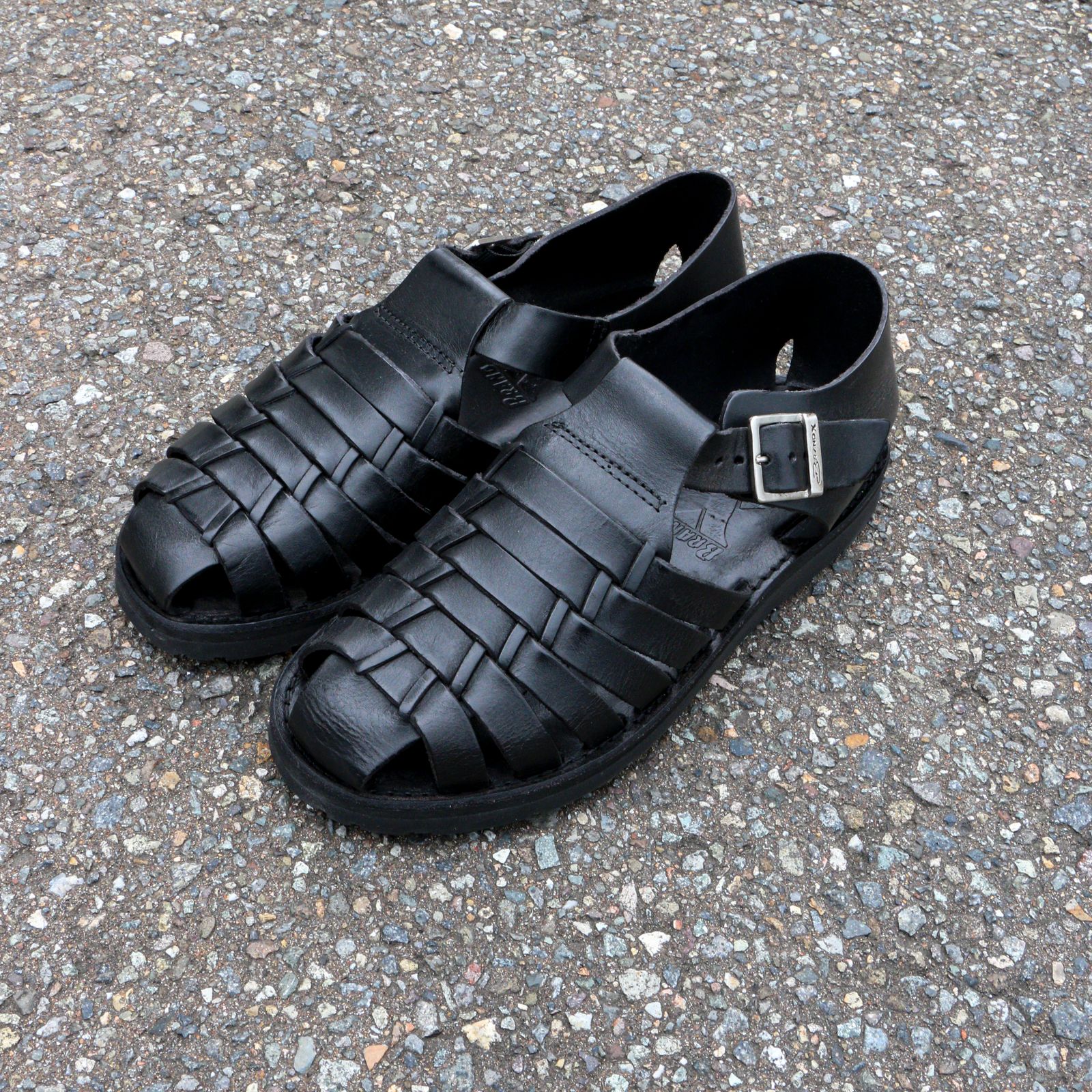 BRAND-X FISHERMAN BLACK / ブランドエックス / ワラチデザイン / レザーサンダル / メキシコ製 - US8/26センチ