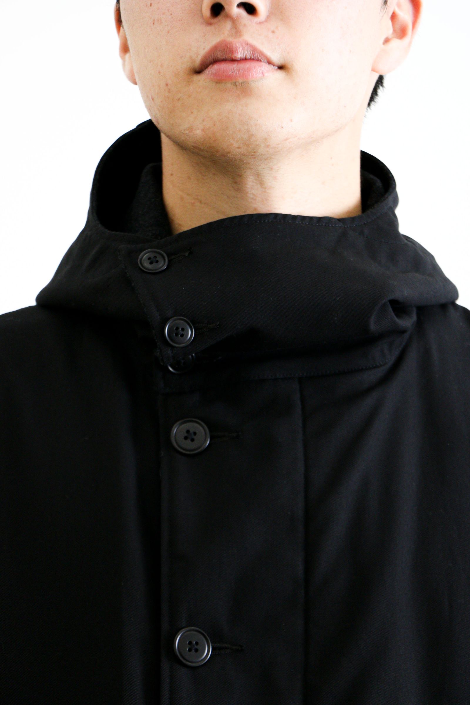 ULTERIOR - RB TWEED/OC TWILL RV HOODED COAT Sumi / Black | koko