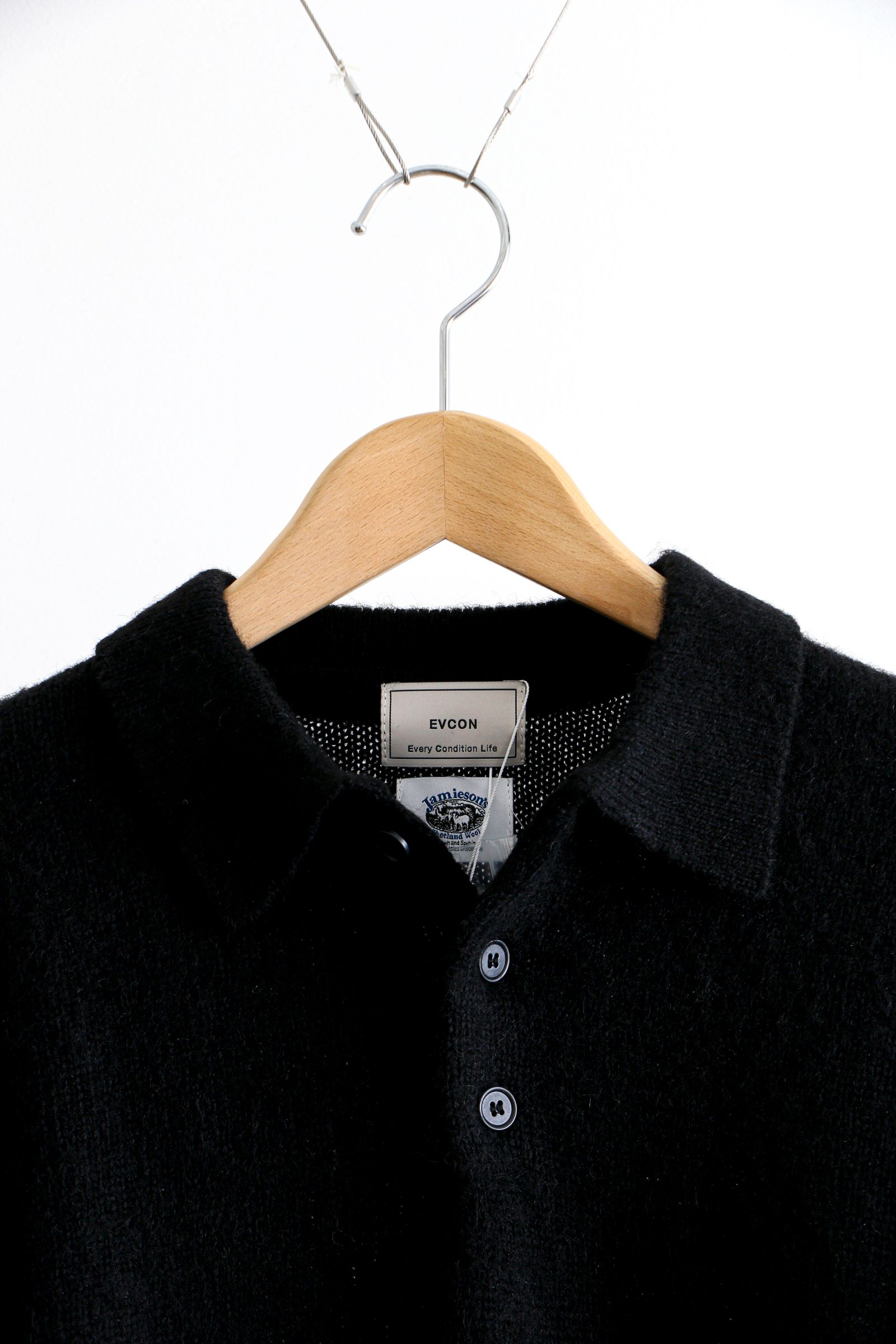 EVCON Jamieson's Knit Polo Black ニットポロ ユニセックス ブラック koko