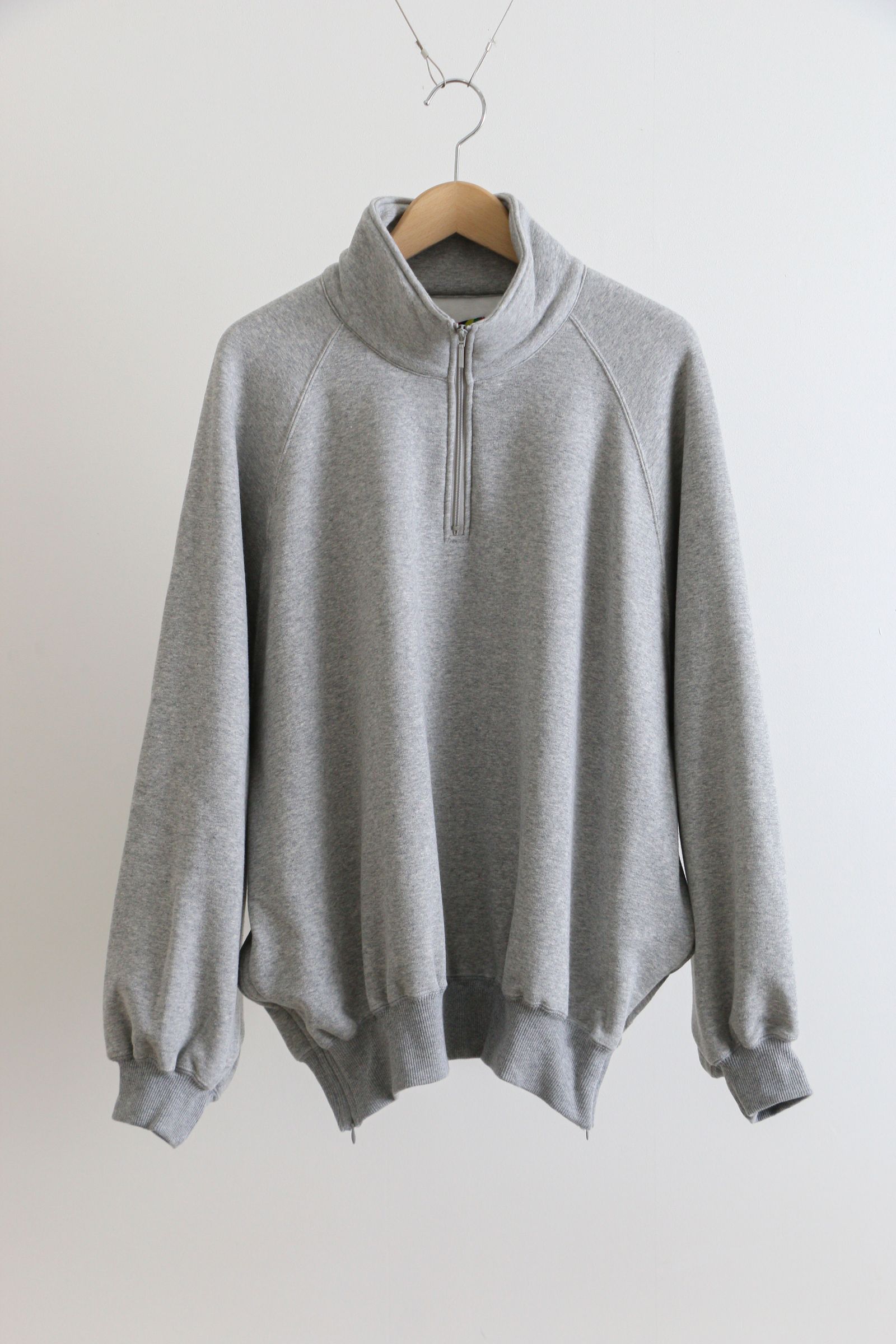 is-ness - RELAX PULLOVER HALF ZIP SWEAT SHIRTS GRAY / ハーフジップ