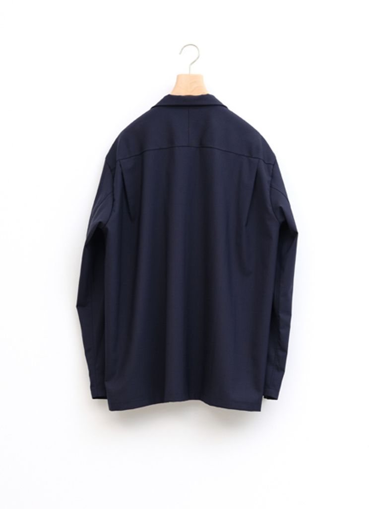 ENCENS OPEN COLLAR L/S SHIRT NAVY - 1