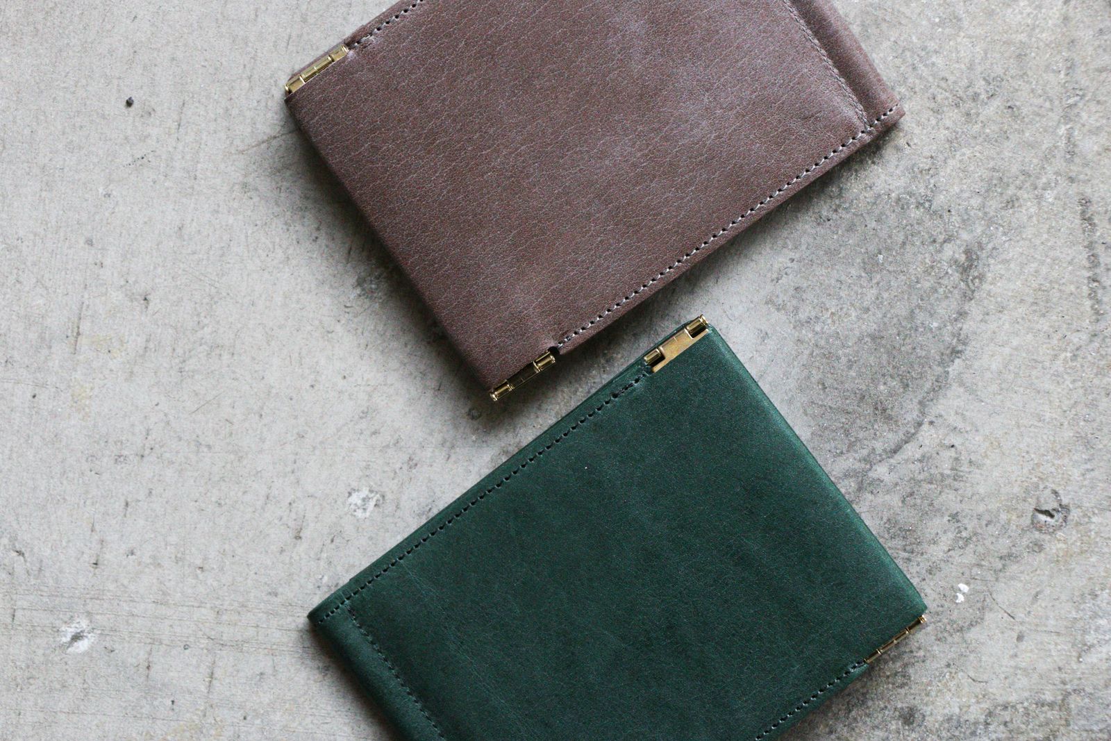 meanswhile - WAX LEATHER MONEY CLIP D.GREEN | koko