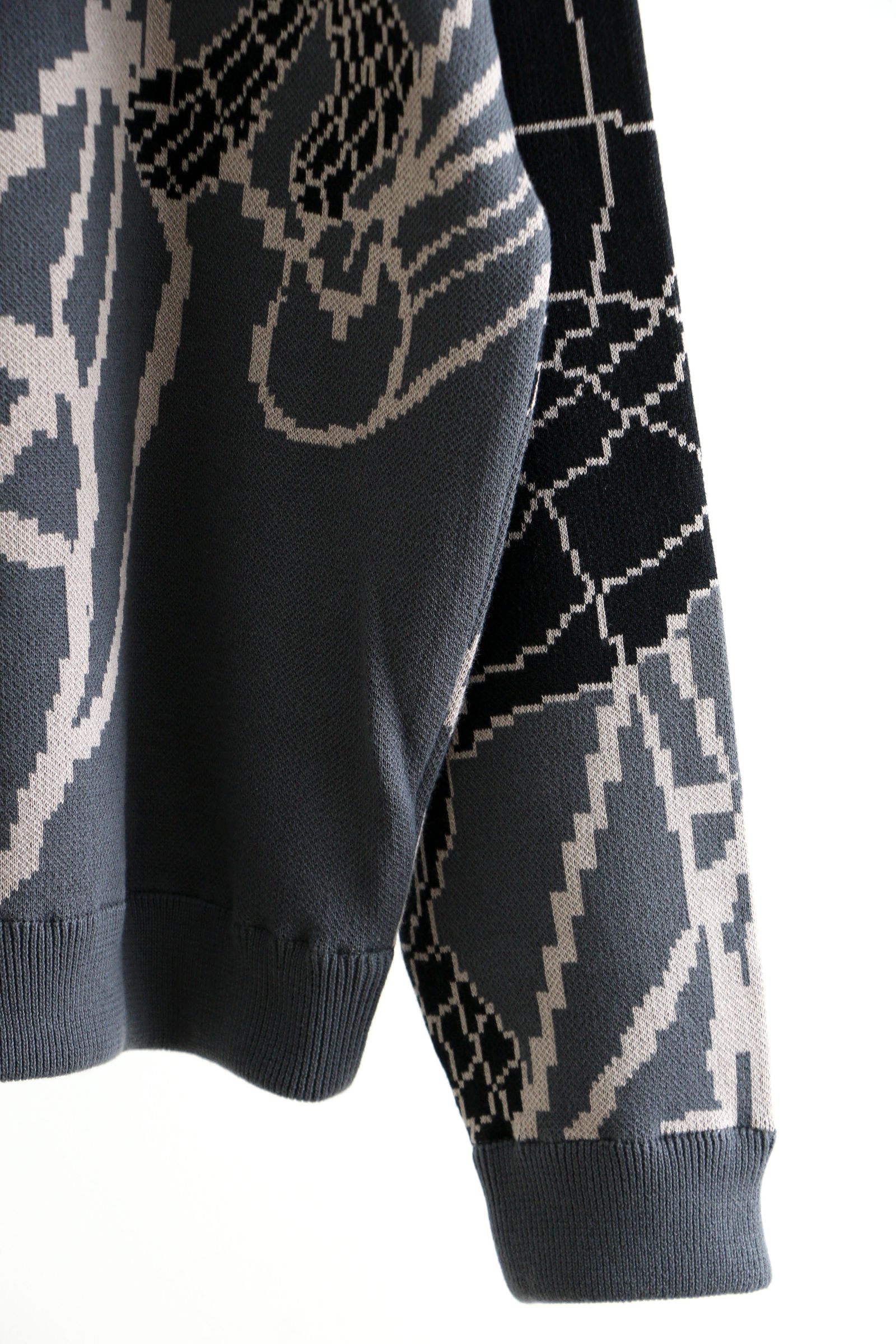 bal - JACQUARD COTTON CREWNECK SWEATER Charcoal / セーター