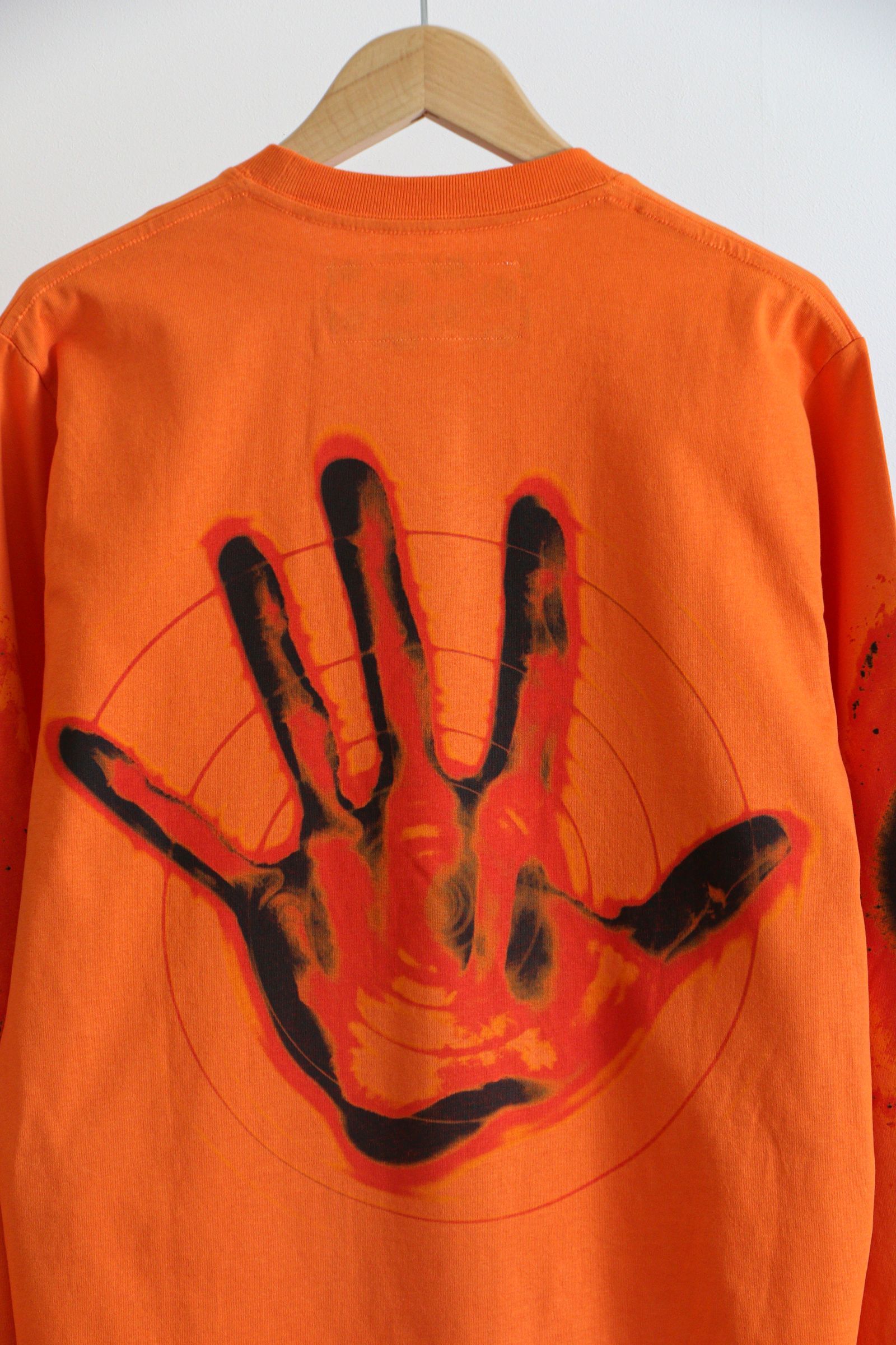 GENTLE FULLNESS - RECYCLED COTTON LS TEE / ORANGE HAND / ロング