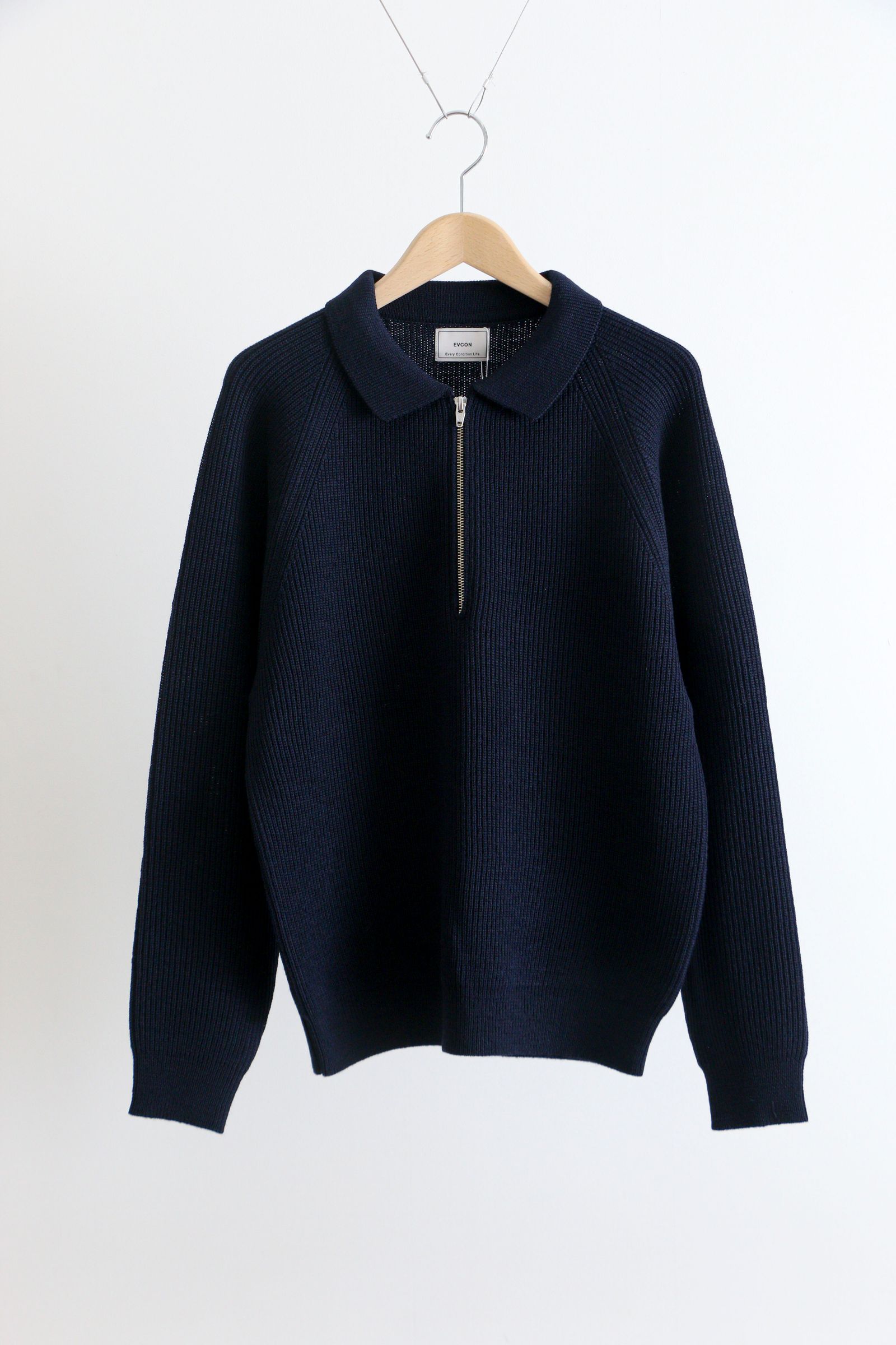 EVCON - WOOL LOW GAGE HALF ZIP BLACK / ローゲージ / ハーフジップ