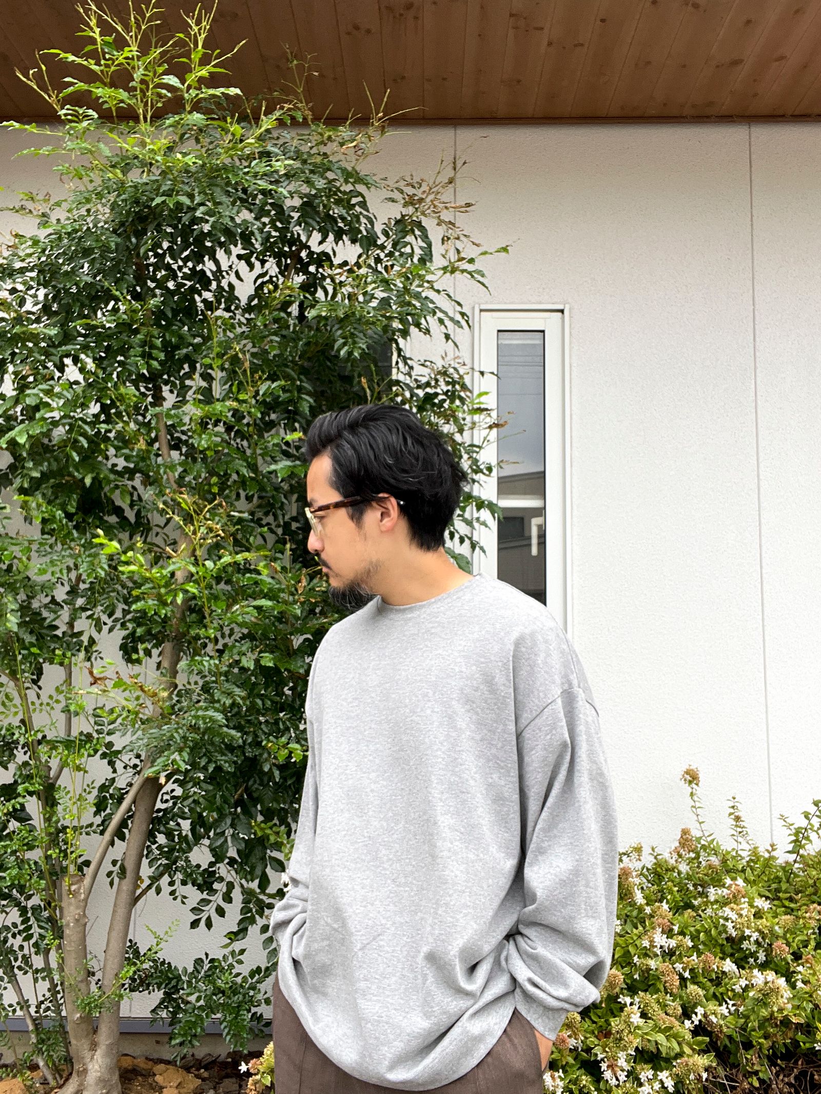 EVCON - WIDE L/S T-SHIRT GRAY / ワイドシルエット / ロングスリーブT