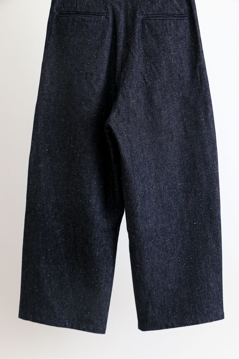 Blanc YM - Silk Denim Wide Pants Navy / シルクデニムワイドパンツ 