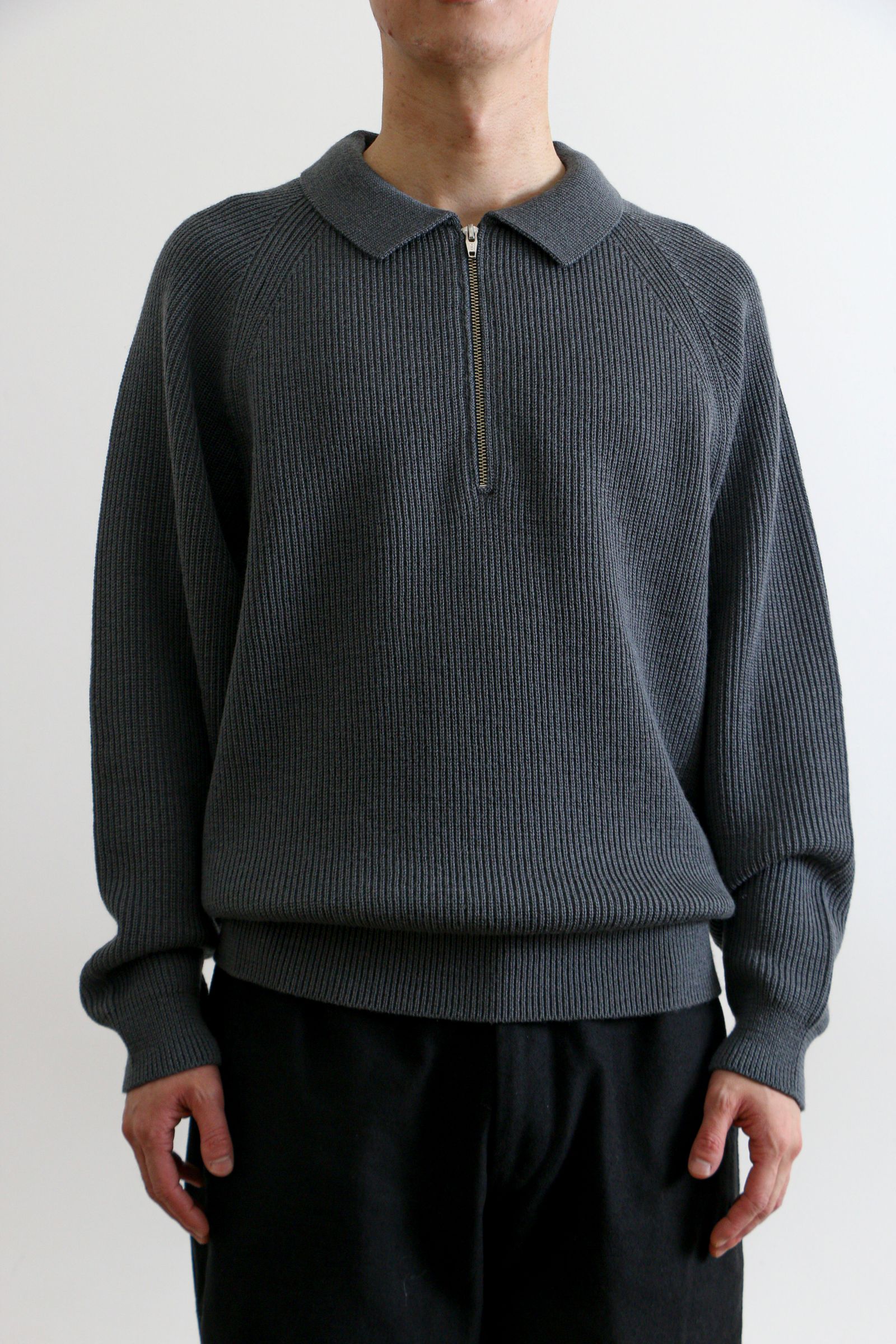 EVCON - WOOL LOW GAGE HALF ZIP D.GRAY / ローゲージ / ハーフジップ