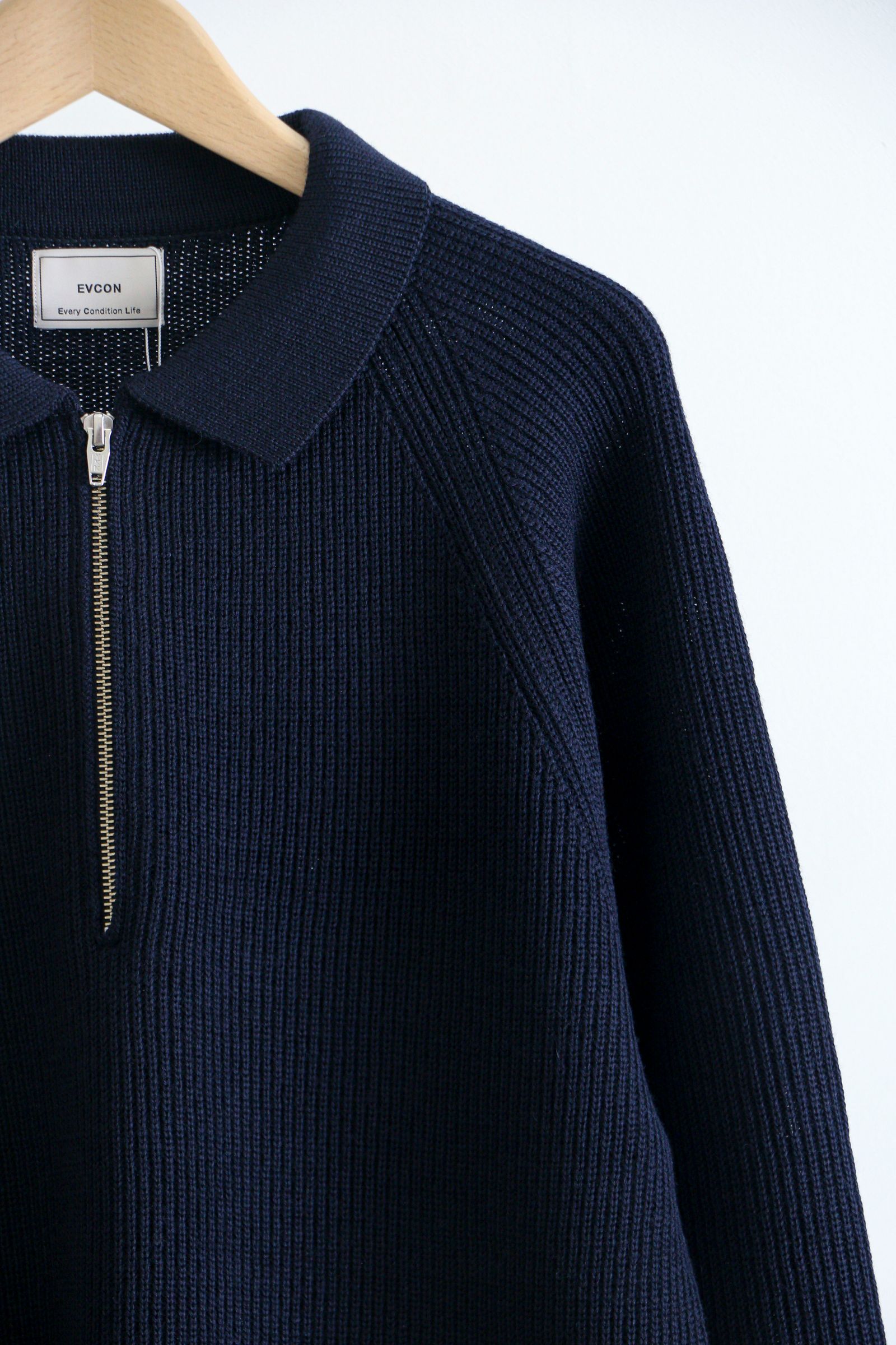 EVCON - WOOL LOW GAGE HALF ZIP NAVY / ローゲージ / ハーフジップ