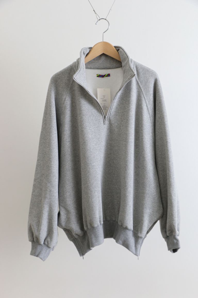 is-ness - RELAX PULLOVER HALF ZIP SWEAT SHIRTS GRAY / ハーフジップ  