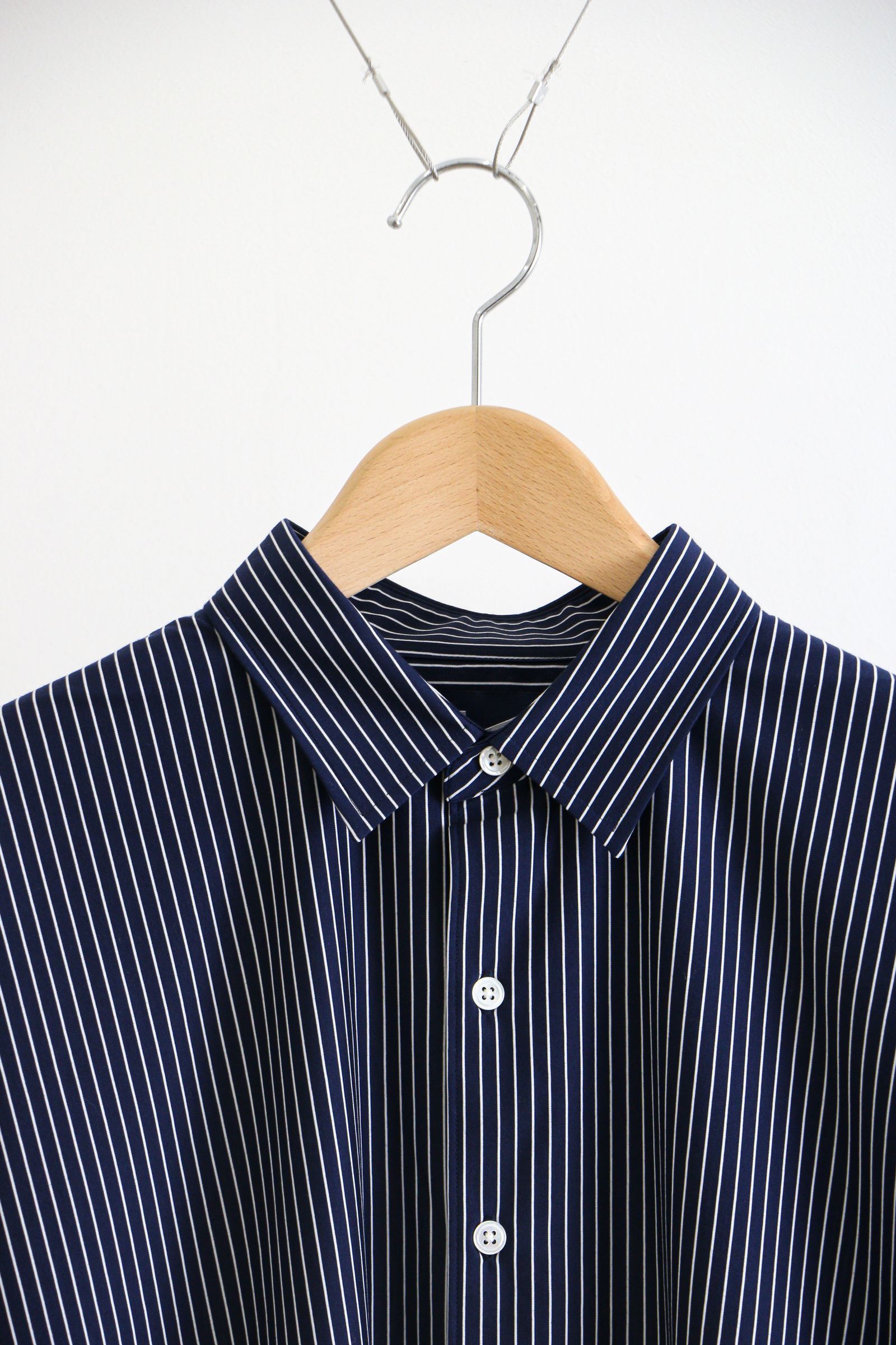 Pencil Stripe Dress Jersey Shirt / NAVY SP /オーバーサイズ / シャツ / ストライプ - M