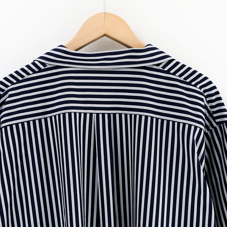 KANEMASA PHIL. - 46G Atmosphere Stripe Open Collar Shirt NAVY 