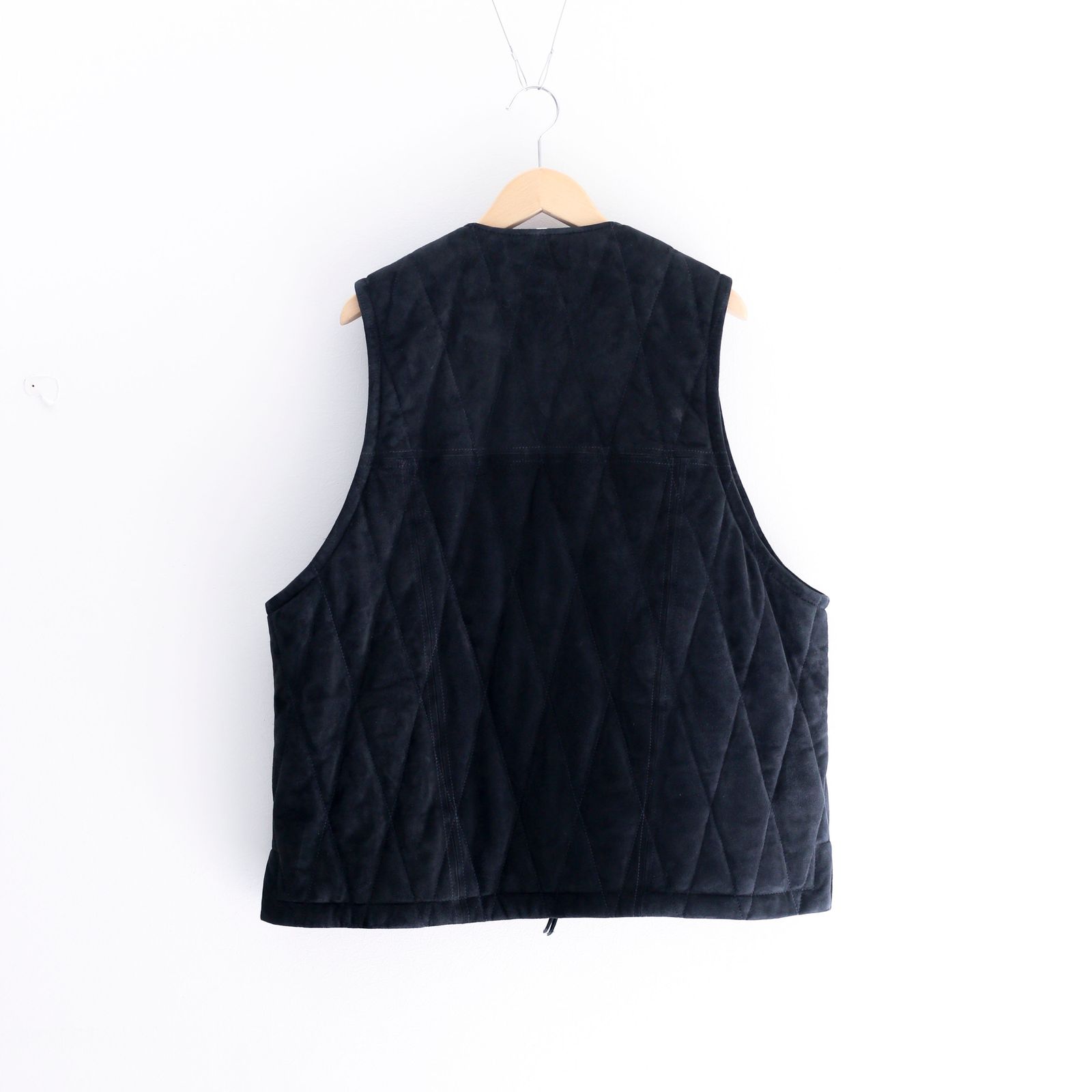 CCU - QUILTED VEST D.NAVY sheep leather / キルティングベスト / シープレザー | koko