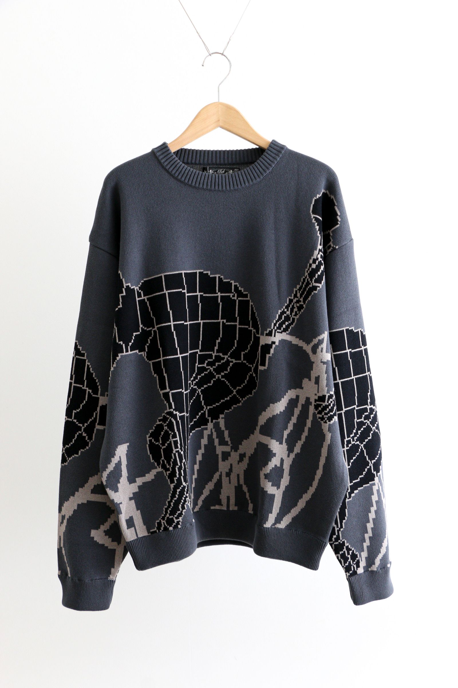 bal - JACQUARD COTTON CREWNECK SWEATER Charcoal / セーター