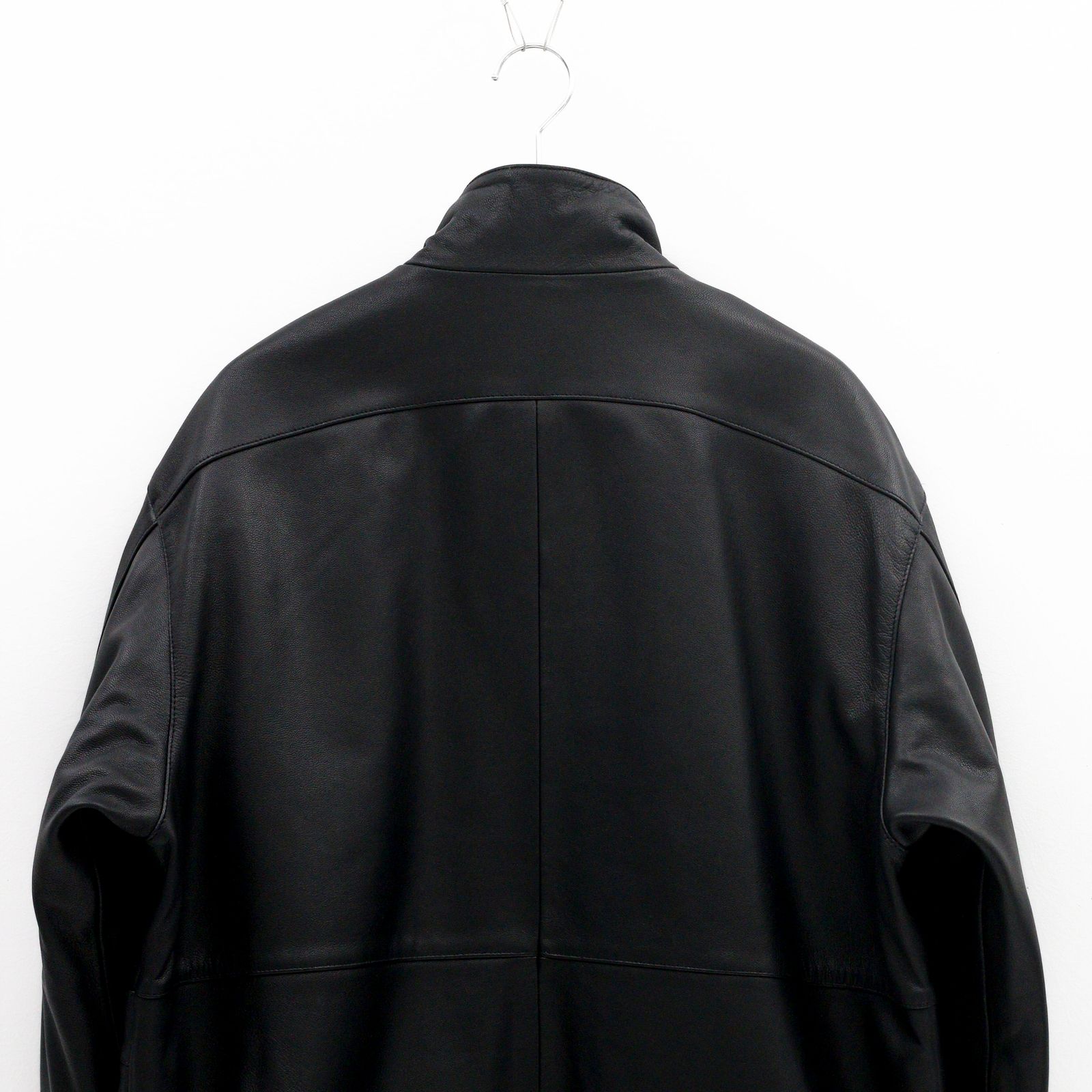 SEVEN BY SEVEN - STAND-UP COLLAR LEATHER CAR COAT ‐Goat