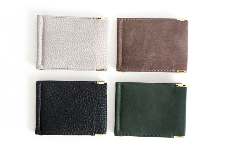 meanswhile - LEATHER MONEY CLIP (LIGHT GREY) / マネークリップ 