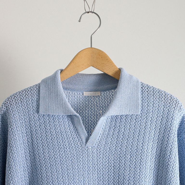 Blanc YM - Skipper knit Shirt SAX BLUE / スキッパー / ニットシャツ 