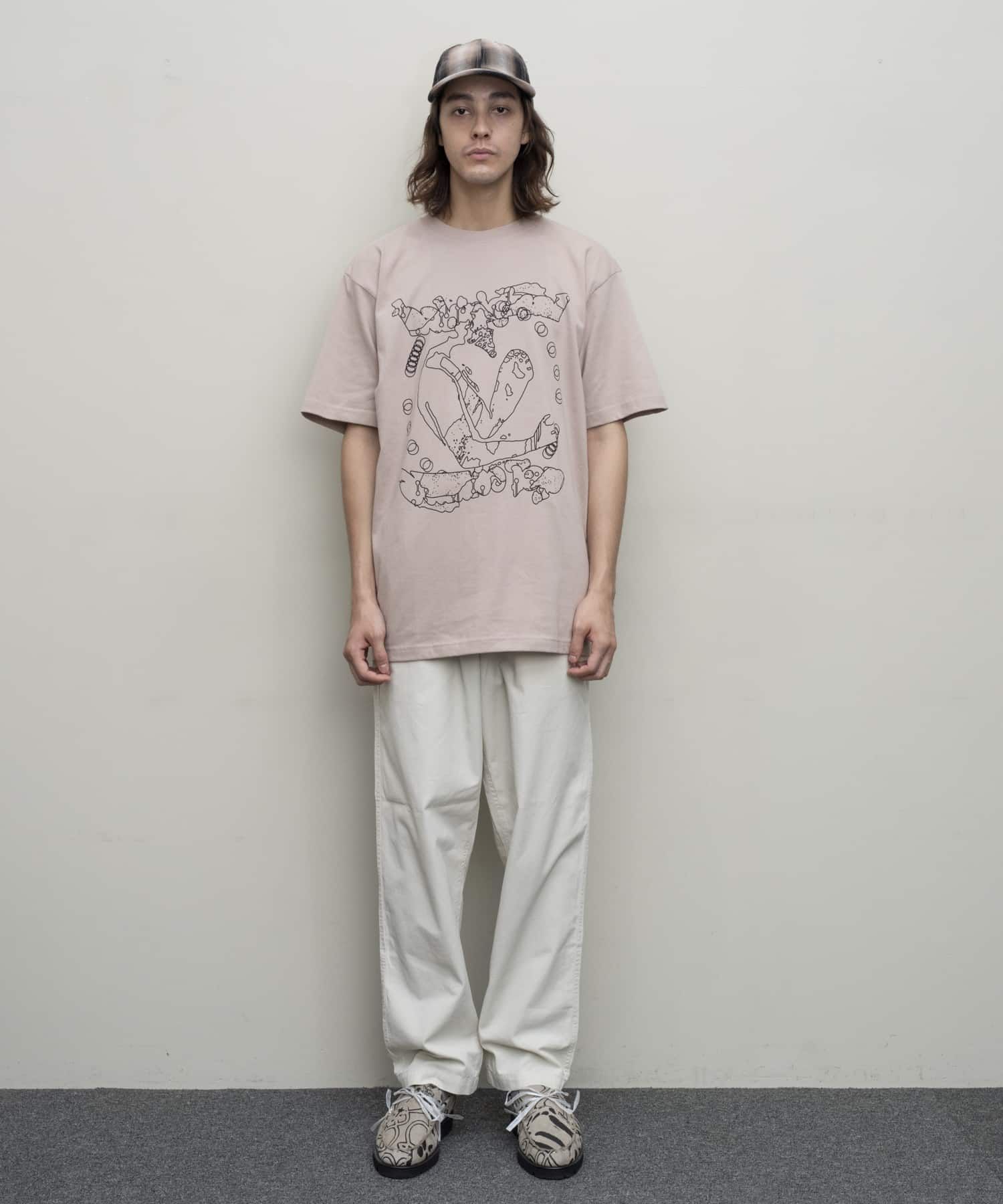 bal - crack WHITE SMOKEY PINK / プリントTシャツ | koko