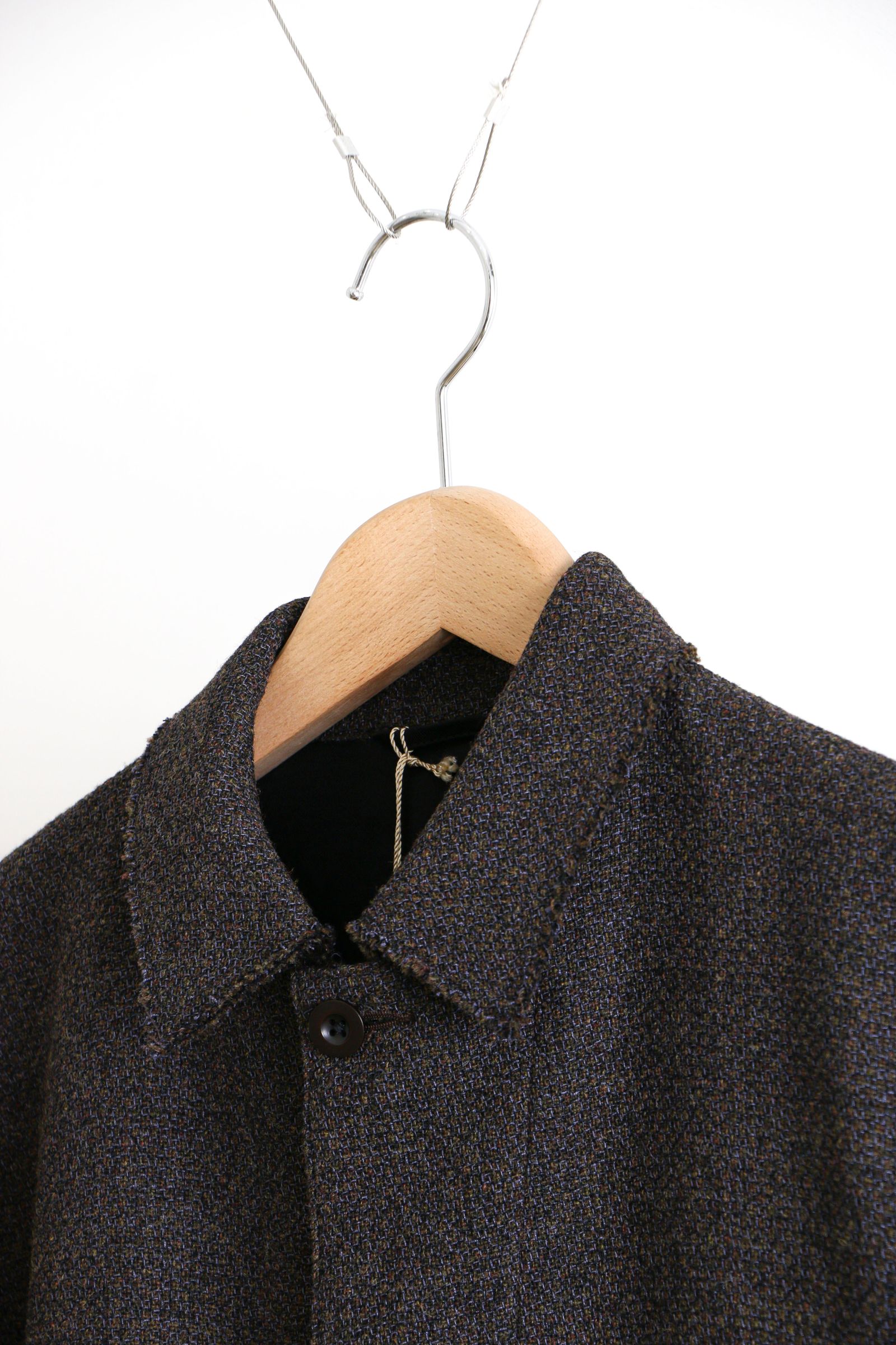 ULTERIOR - SHETLAND WOOL SILK TWEED COVERALL Khaki Brown | koko