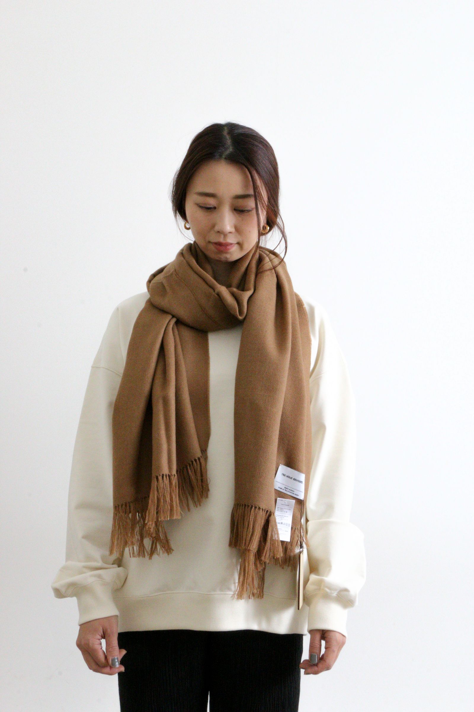 THE INOUE BROTHERS - Non Brushed Large Stole Camel / 大判