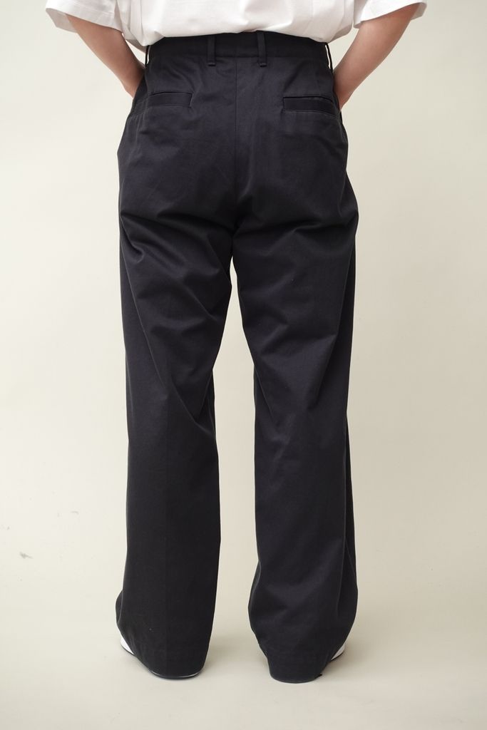 No Tuck Wide Chino Trousers NAVY - 2