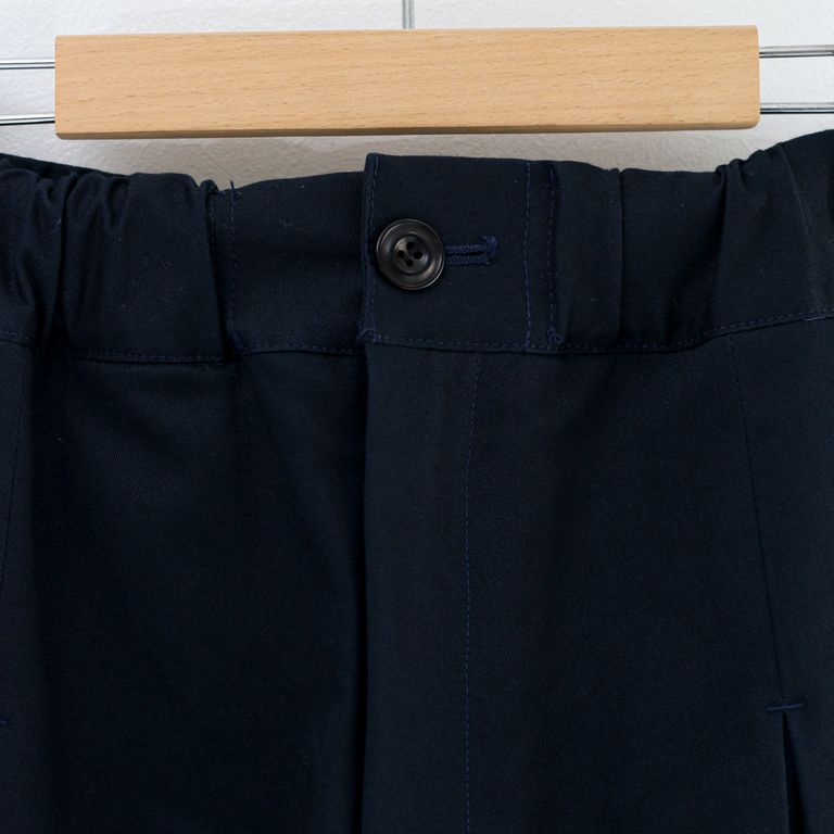 SAGE NATION - BOX PLEAT TROUSER NAVY / ボックスプリーツトラウザー 