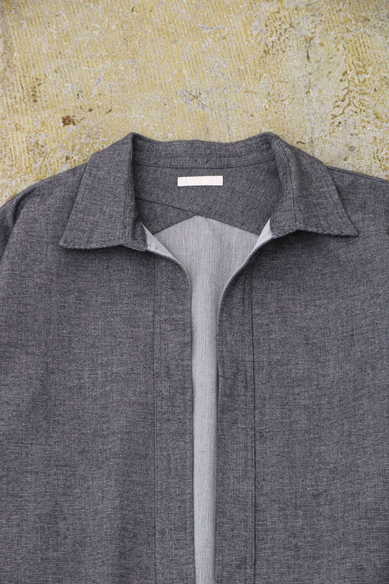 ULTERIOR - COTTON CASHMERE FLANNEL P/O SHIRT Charcoal | koko