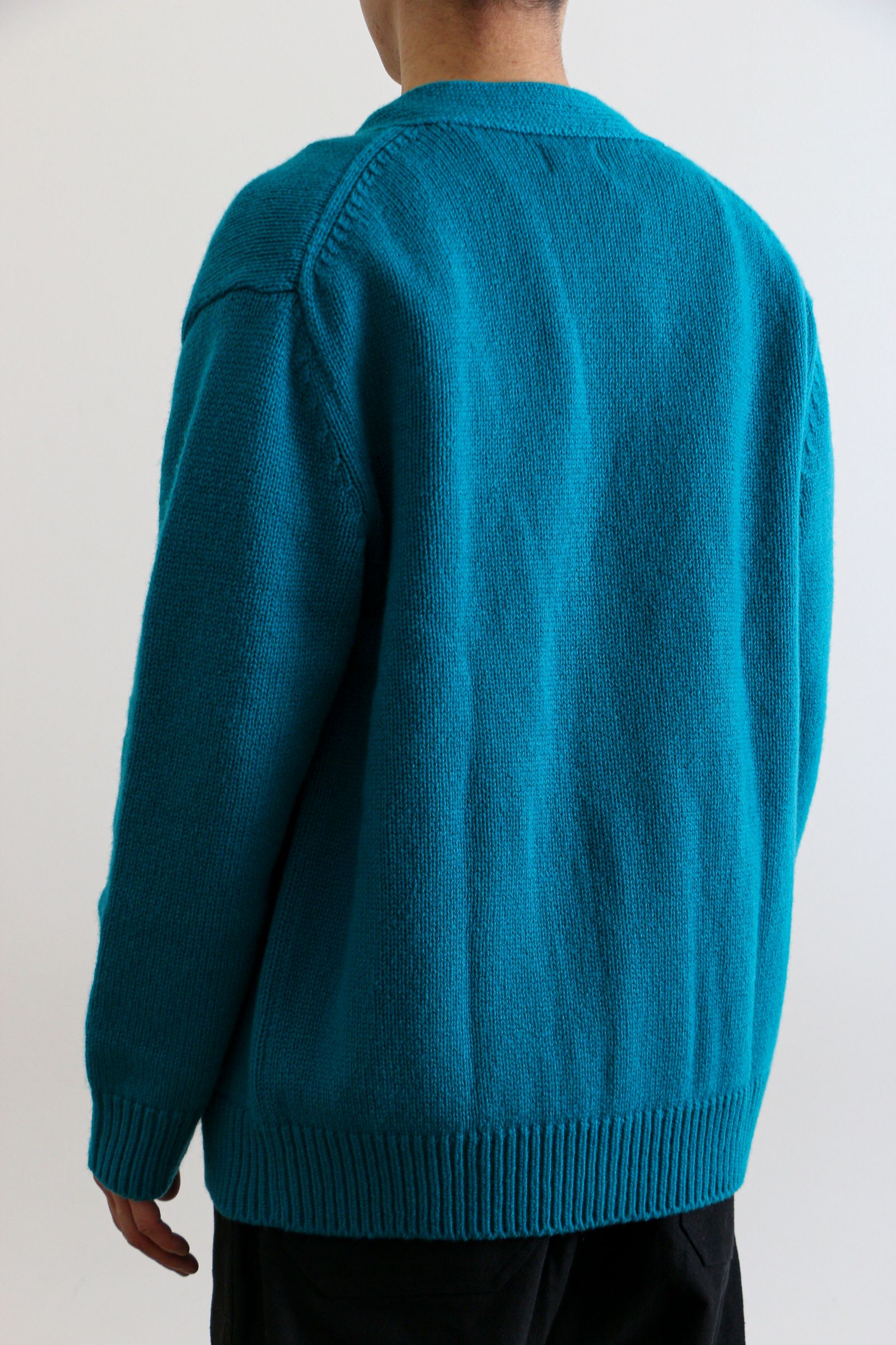 Yonetomi - SOFT LAMB WOOL KNIT CARDIGAN Blue | koko