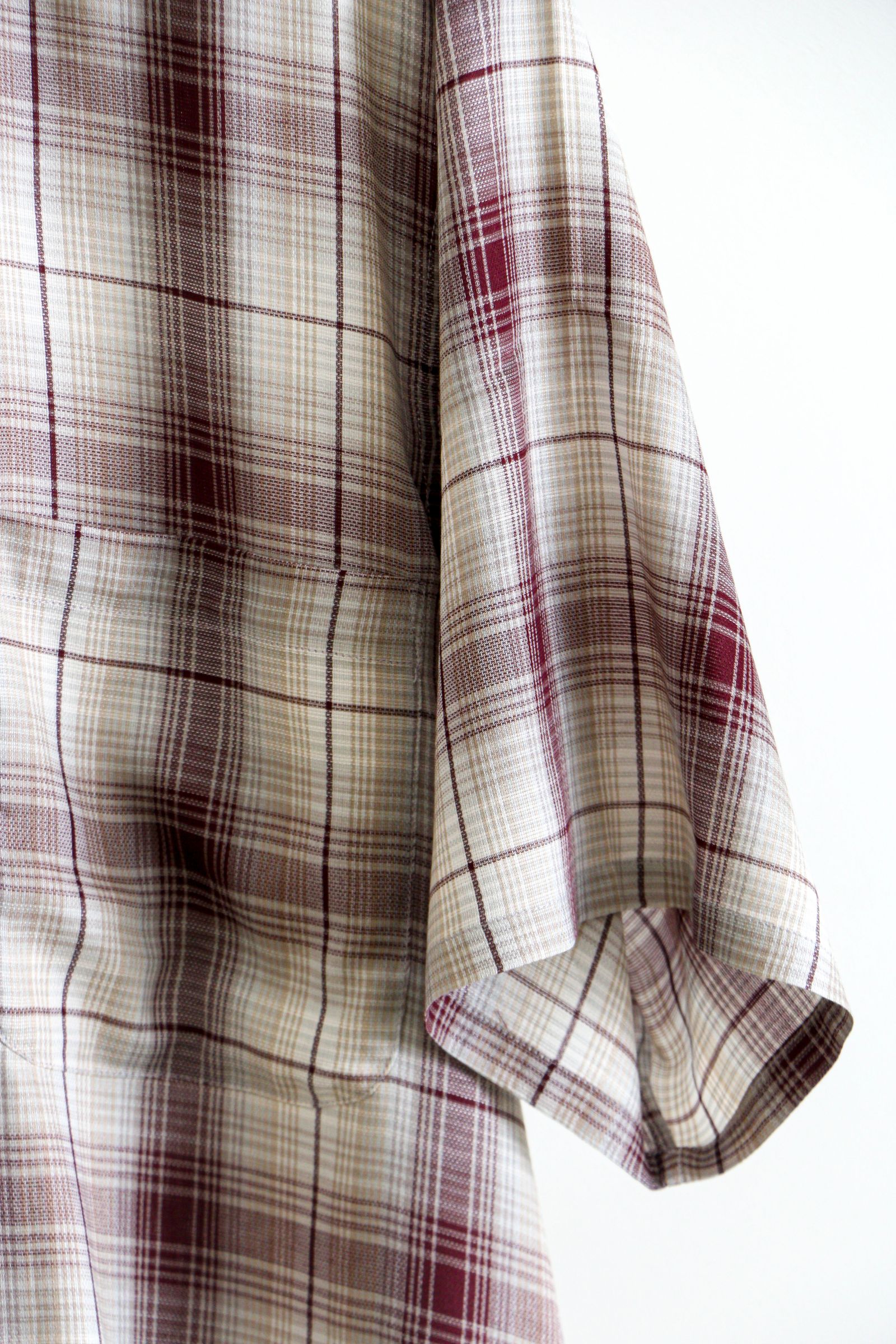 SEVEN BY SEVEN - OPEN COLLAR SHIRTS S/S - Modal panama check - RED /  オープンカラーシャツ / チェックシャツ | koko