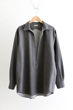 ULTERIOR - WOOL SHADOW CHECK P/O SHIRT Black | koko
