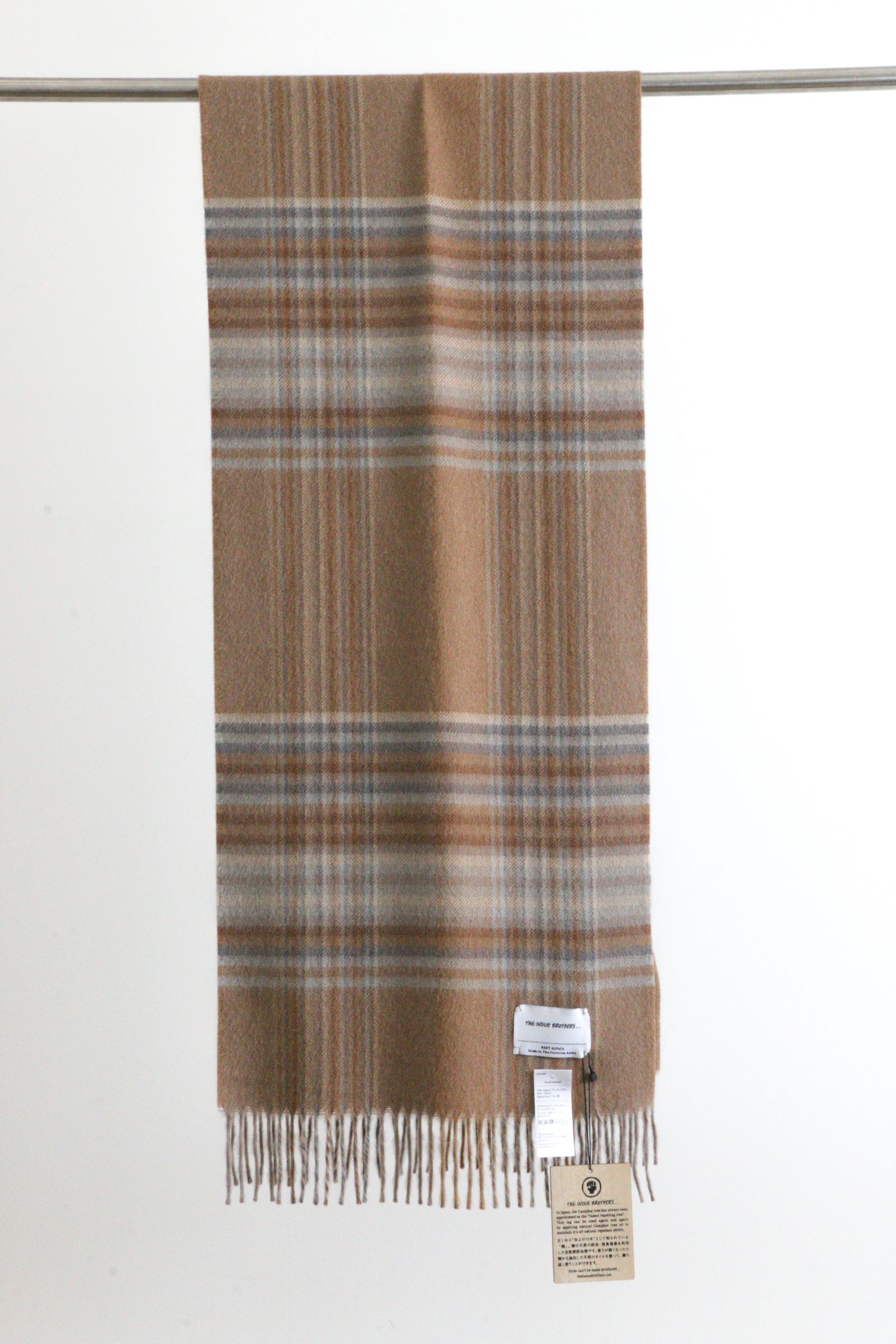 THE INOUE BROTHERS - Check Brushed Scarf Checkered Beige | koko