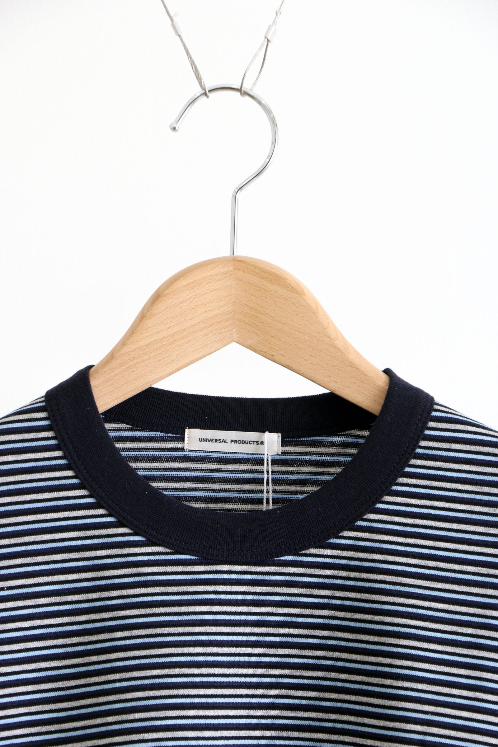 UNIVERSAL PRODUCTS - MULTI BORDER L/S T-SHIRT BROWN | koko