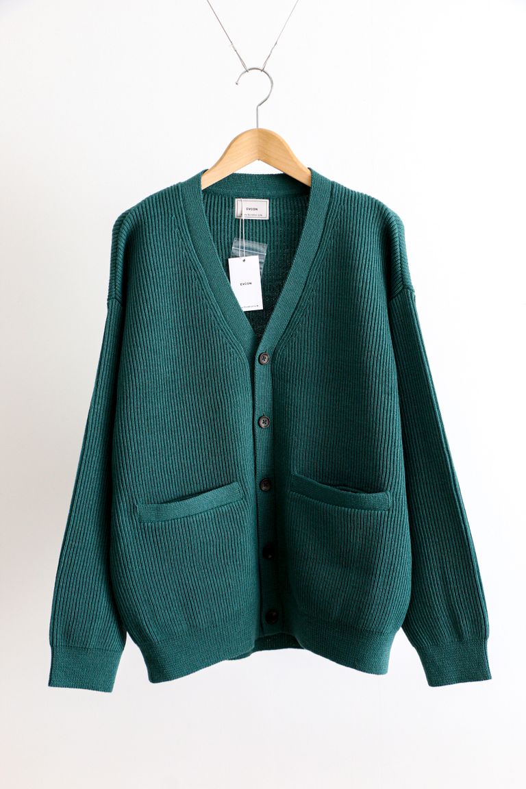 EVCON - Shetland Wool Low Gage Cardigan Green カーディガン / ユニ 