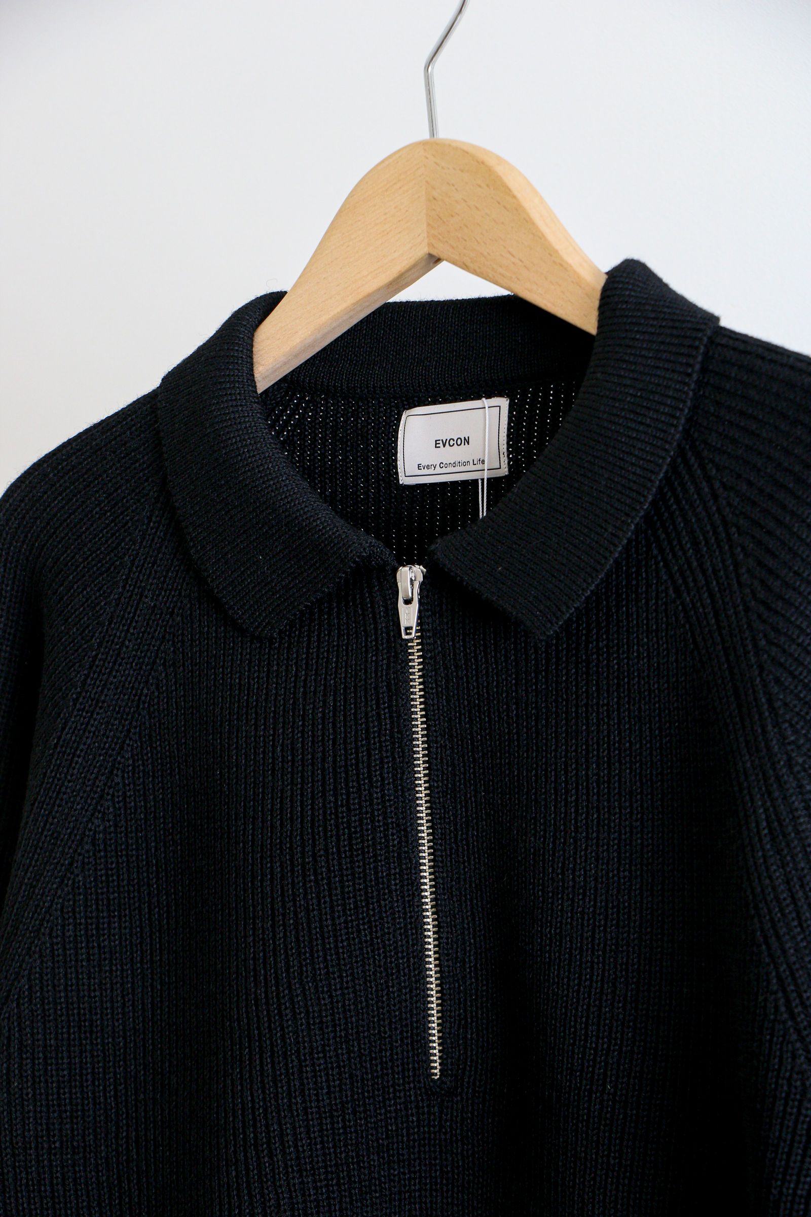 EVCON - WOOL LOW GAGE HALF ZIP BLACK / ローゲージ / ハーフジップ