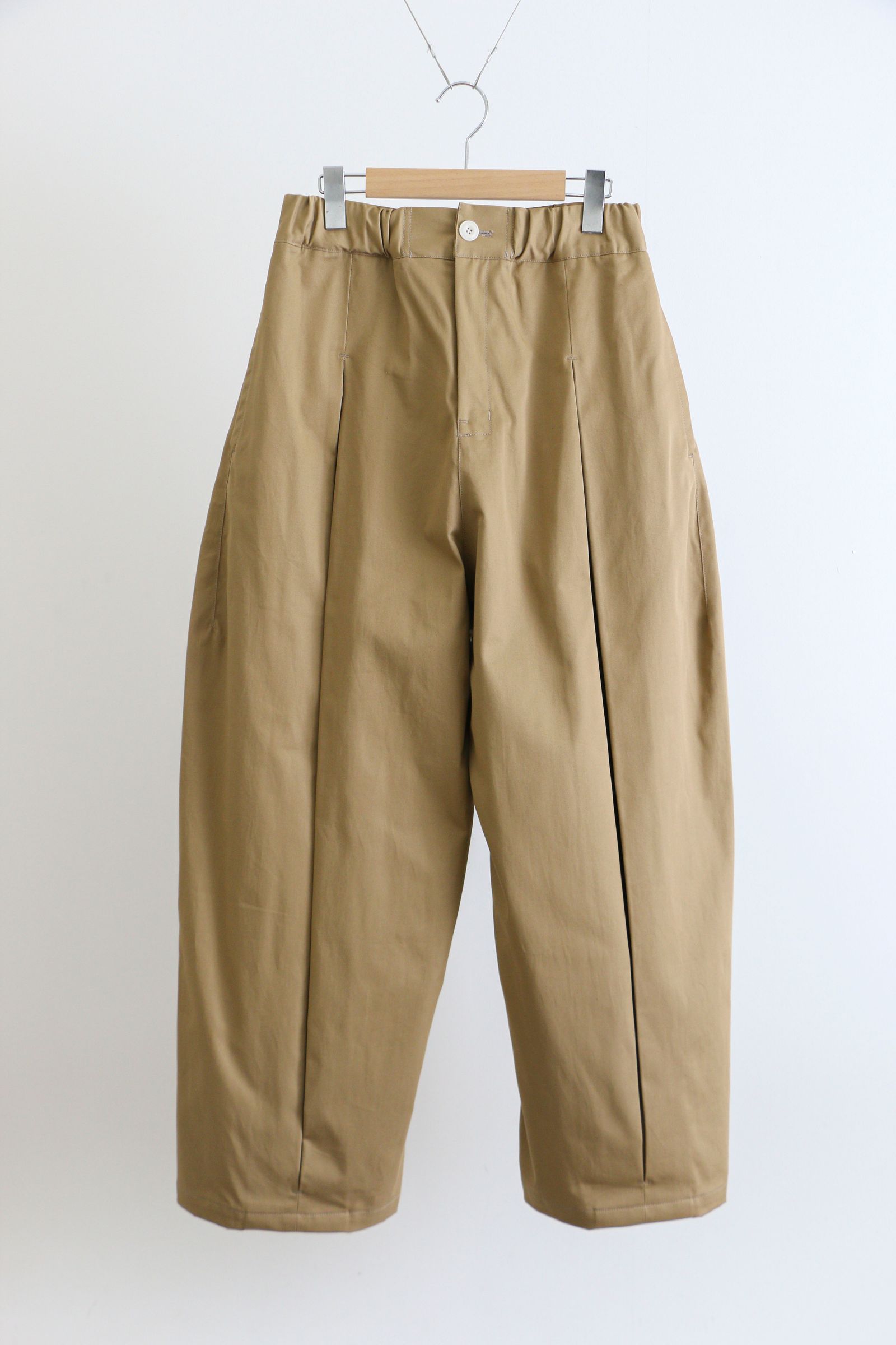 SAGE NATION - BOX PLEAT TROUSER SAND / ボックスプリーツトラウザー