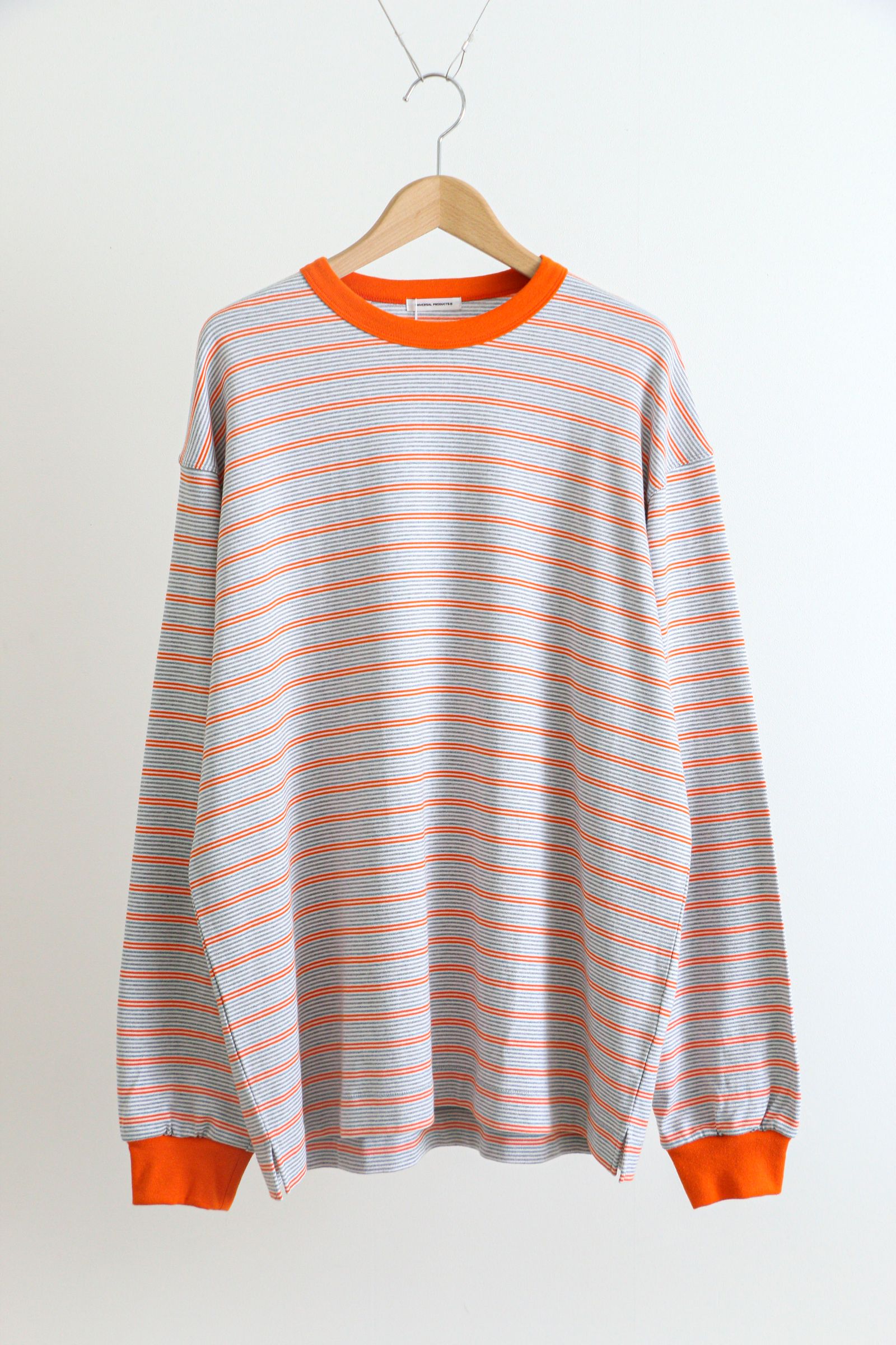 UNIVERSAL PRODUCTS - Multi Border L/S T-shirt Orange