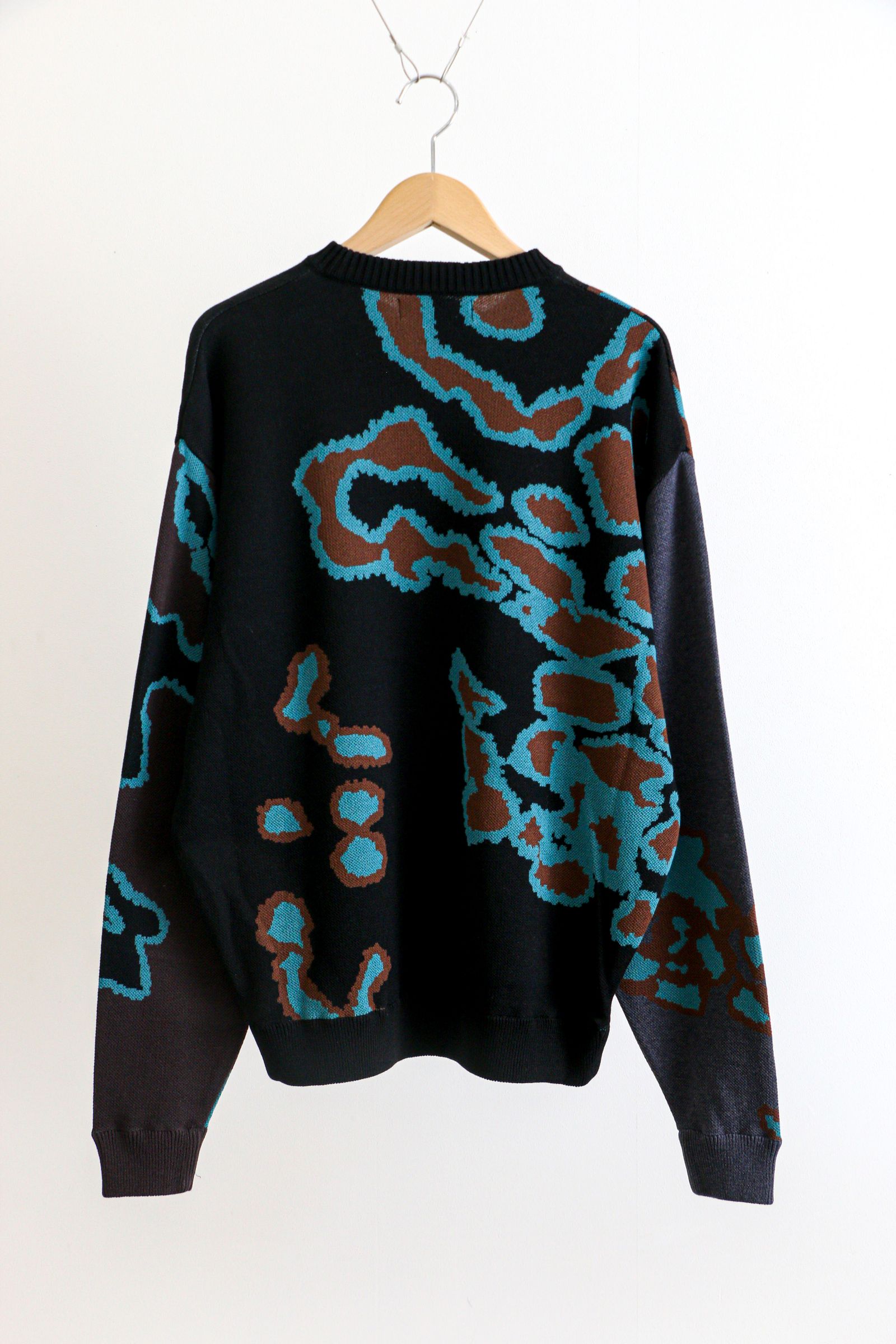 bal - JACQUARD COTTON CREWNECK SWEATER Black / ジャガード