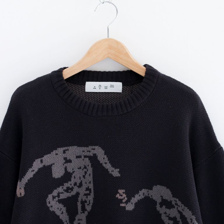 bal - JACQUARD COTTON CREWNECK SWEATER Carbon Black / ジャガード 