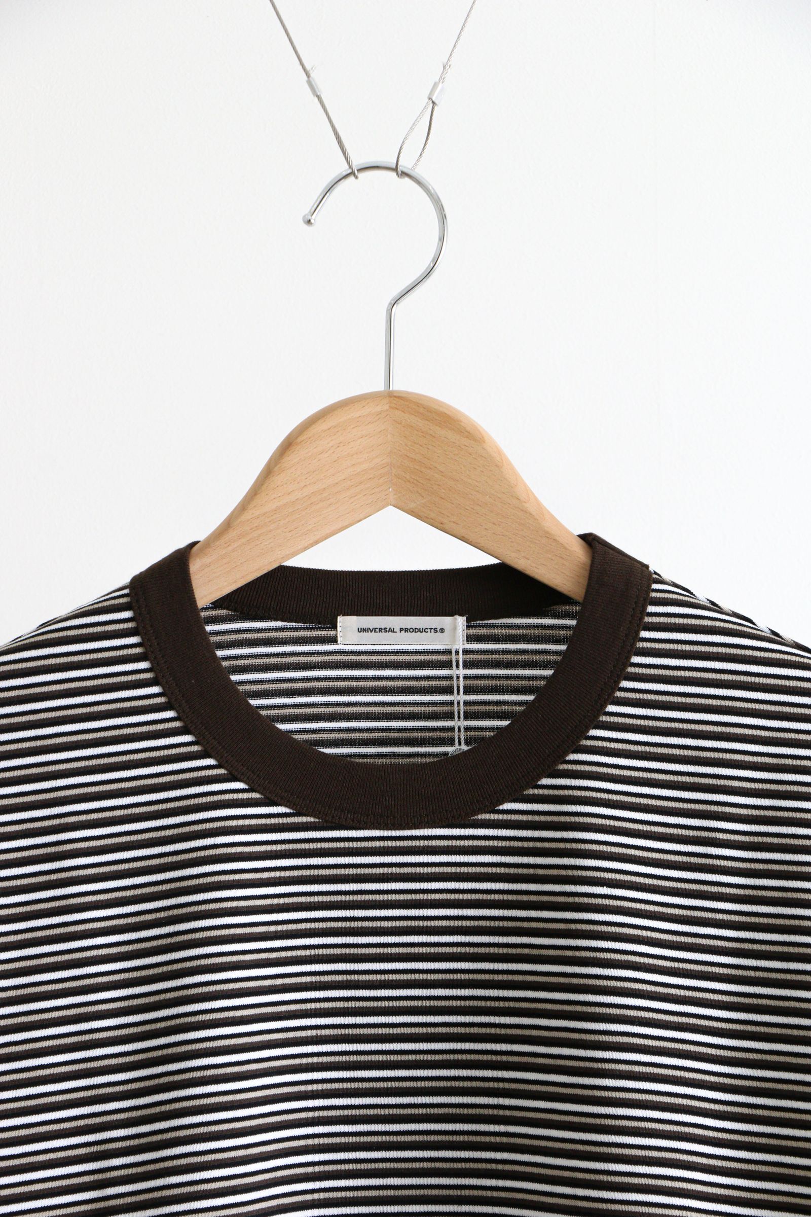 UNIVERSAL PRODUCTS - MULTI BORDER L/S T-SHIRT BROWN | koko