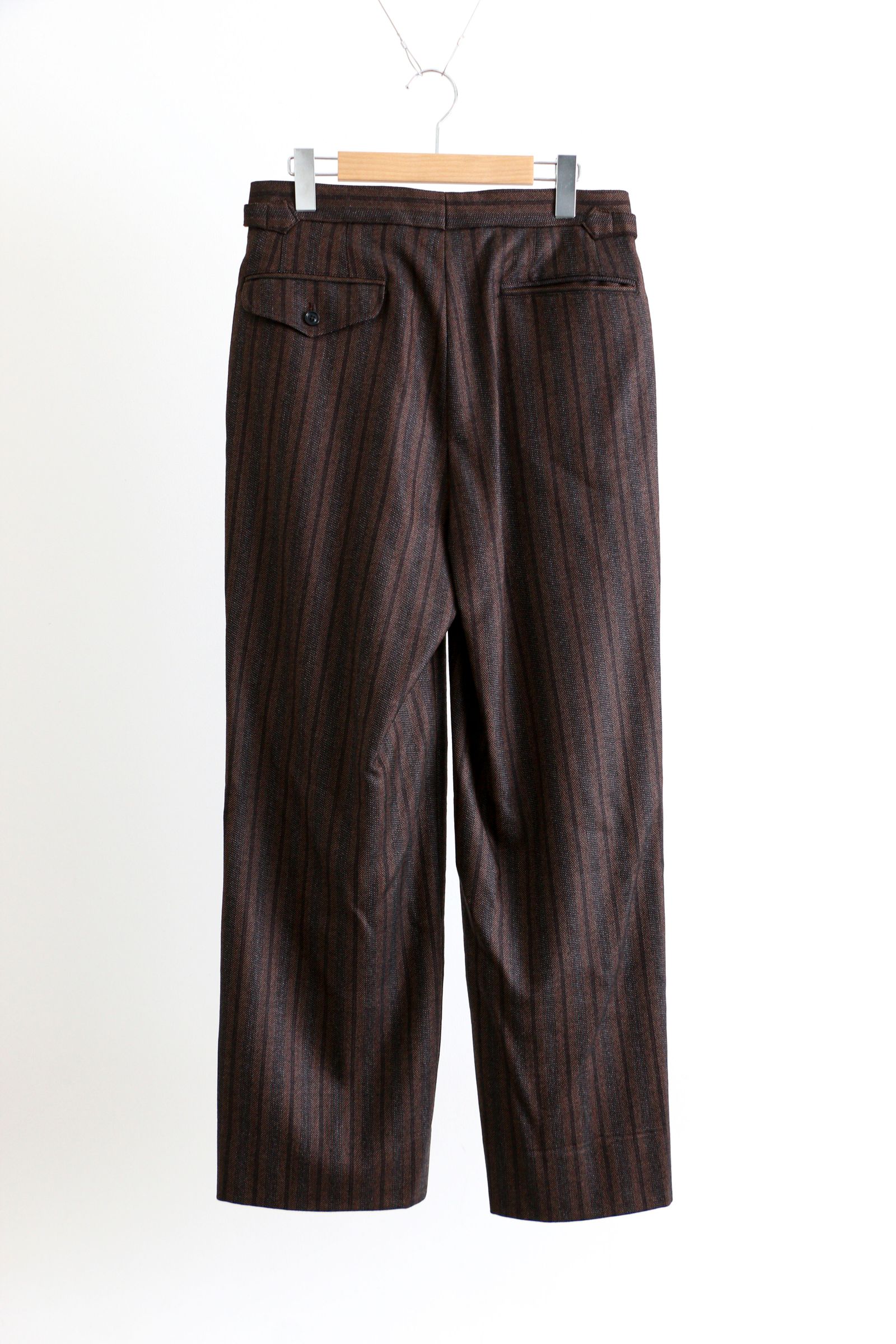 ULTERIOR - STRIPE FLANNEL WIDE TROUSER Brown Stripe | koko