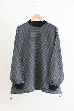 is-ness - BALLOON LONG T SHIRT BLACK x WHITE border / ロング 