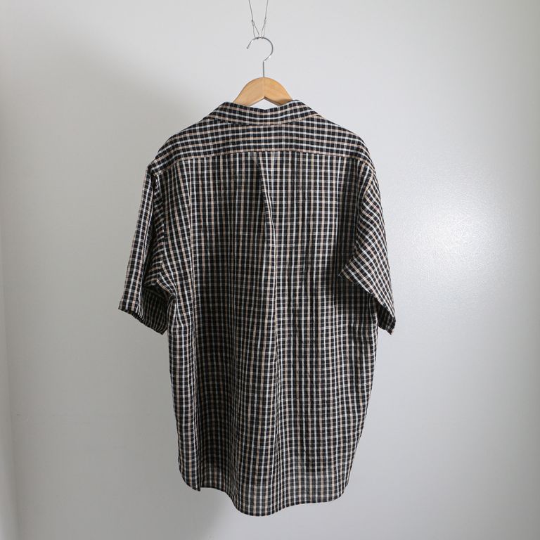ULTERIOR - W/L CHECKED SKIPPER SHIRT BLACK / ORANGE / スキッパー 