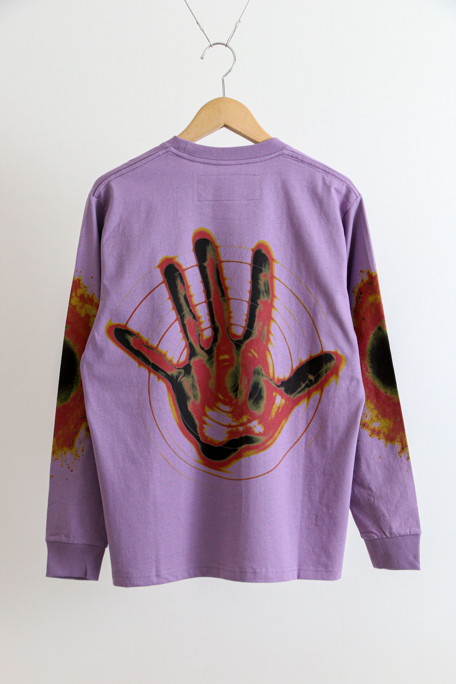 GENTLE FULLNESS - RECYCLED COTTON LS TEE / PURPLE HAND / ロング